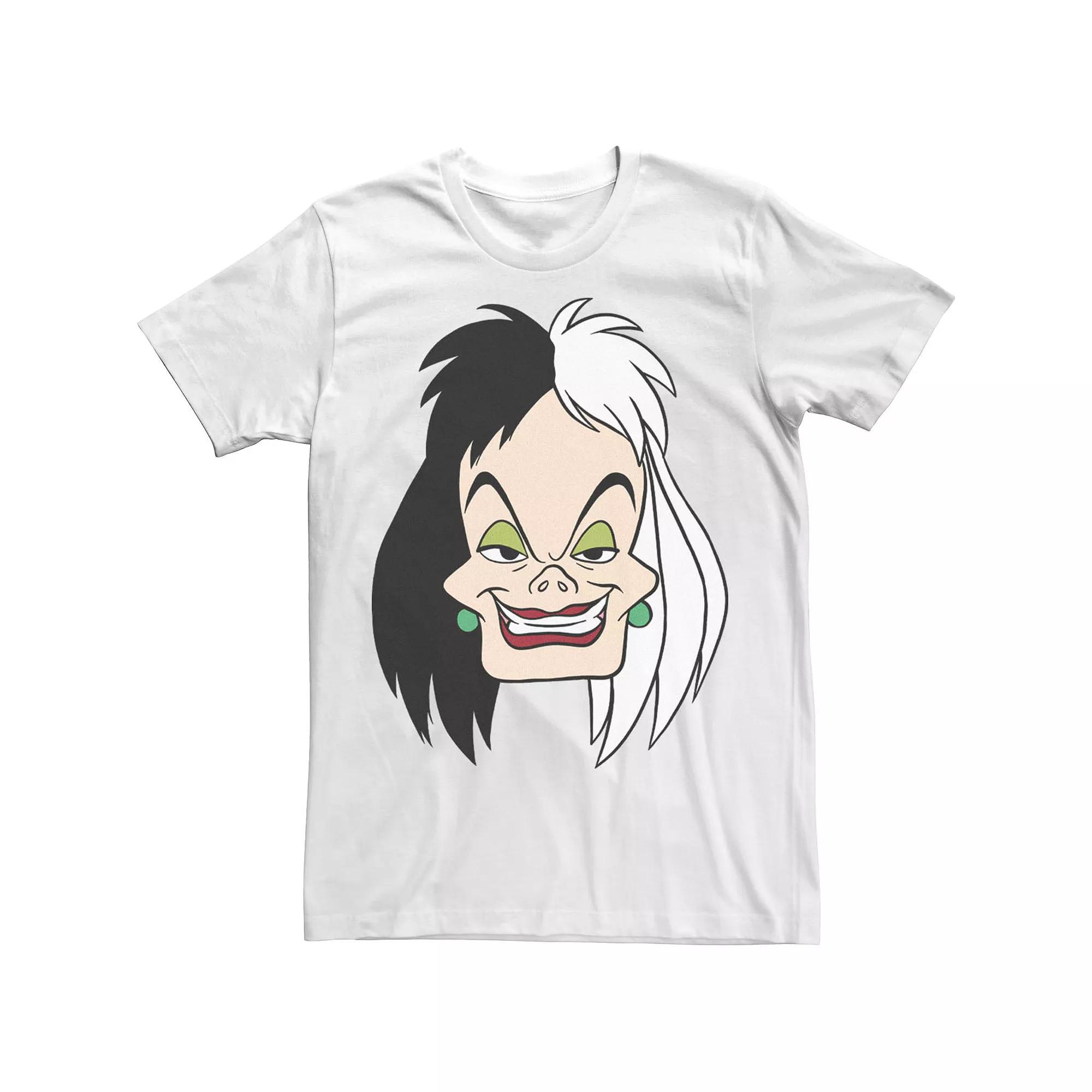 Disney's 101 Dalmatians Cruella De Vil Men's Big Face Tee, Size: Medium, White Product Image