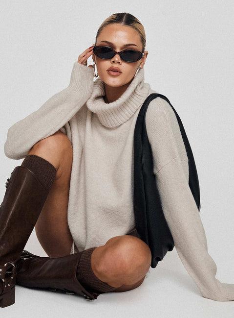 Oswin Turtleneck Sweater Oatmeal Product Image