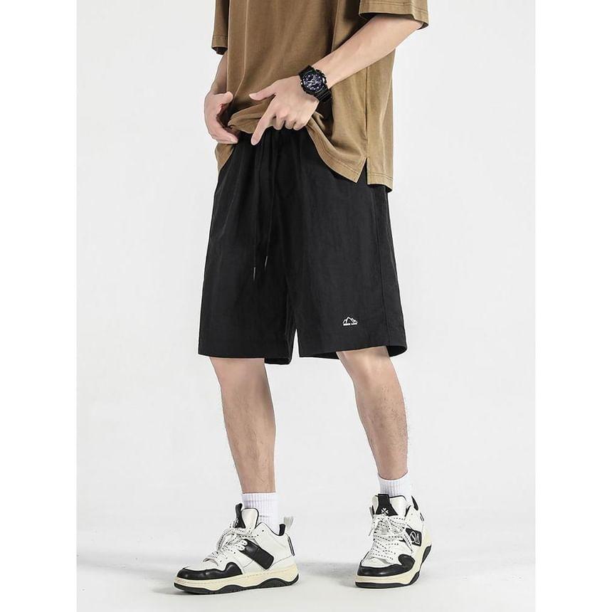 Drawstring Waist Plain Shorts Product Image