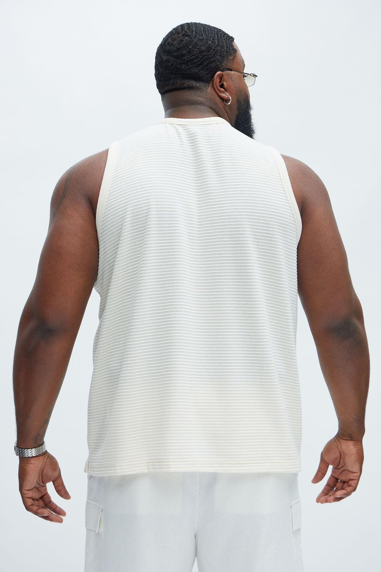 Athens Rib Textured Relaxed Tank - Cream Product Image