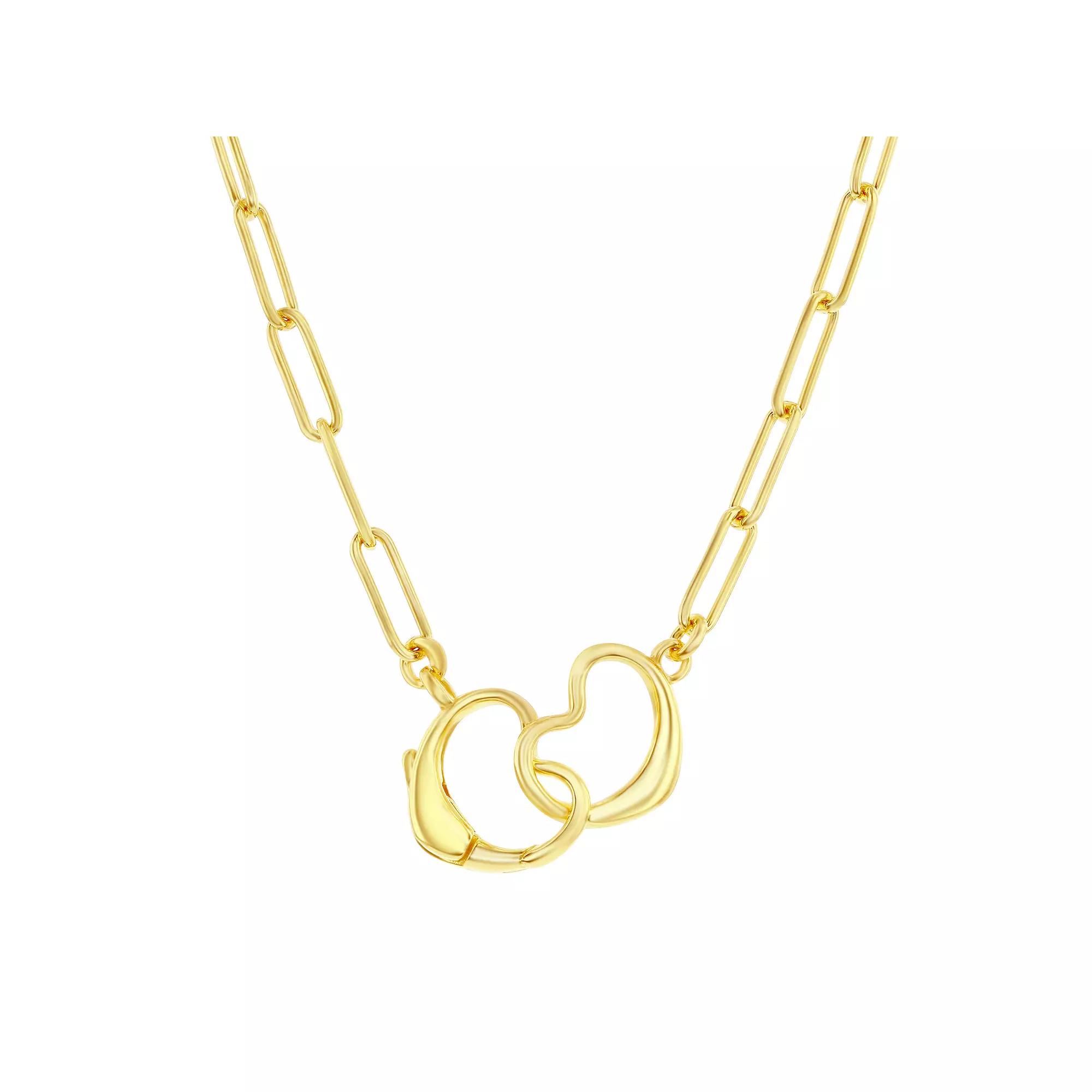 Argento Bella Sterling Silver Paperclip Heart Clasp Necklace, Women's, Size: 17", Gold Tone Product Image