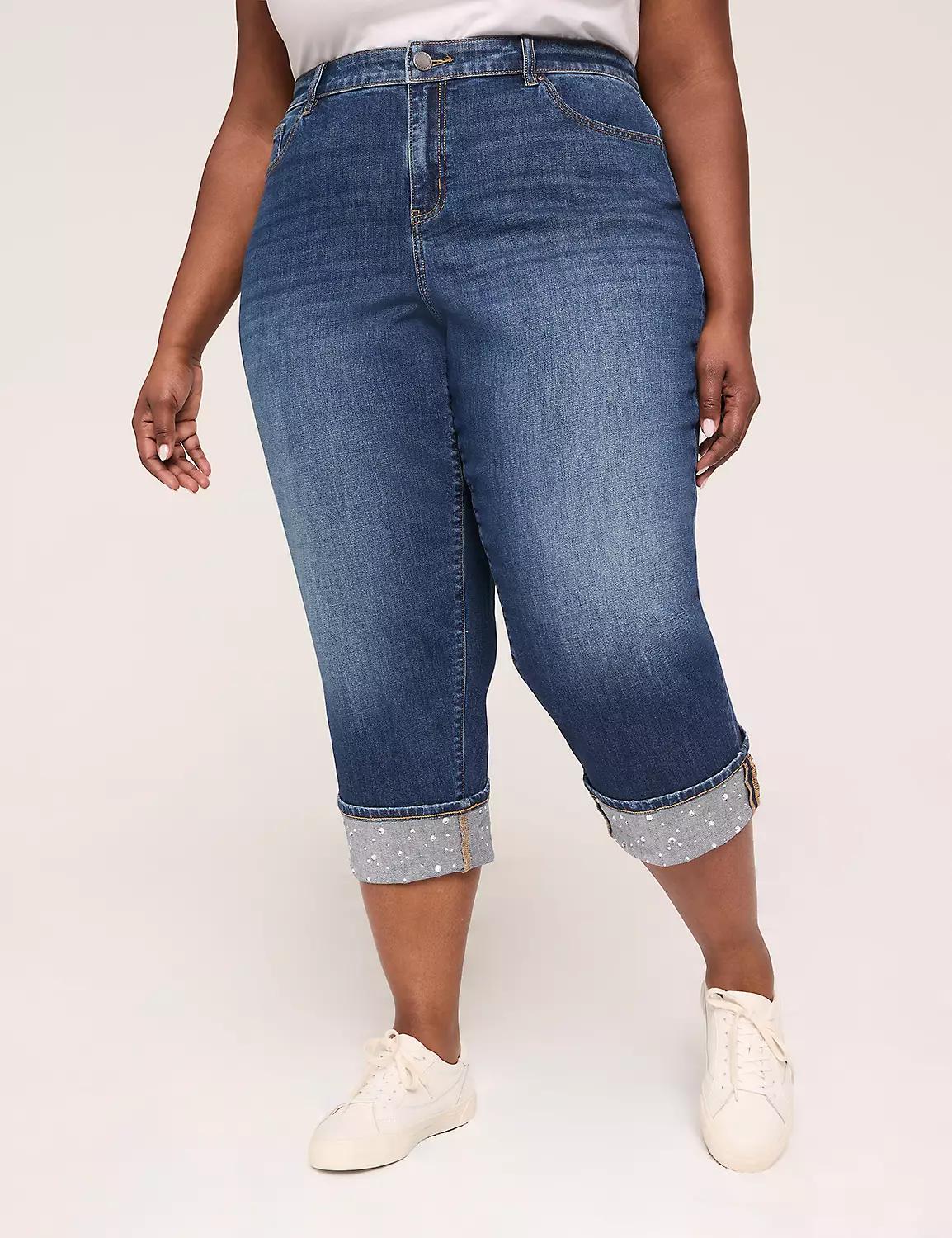 Boyfriend Fit Capri Jean With Embellished Cuff Product Image