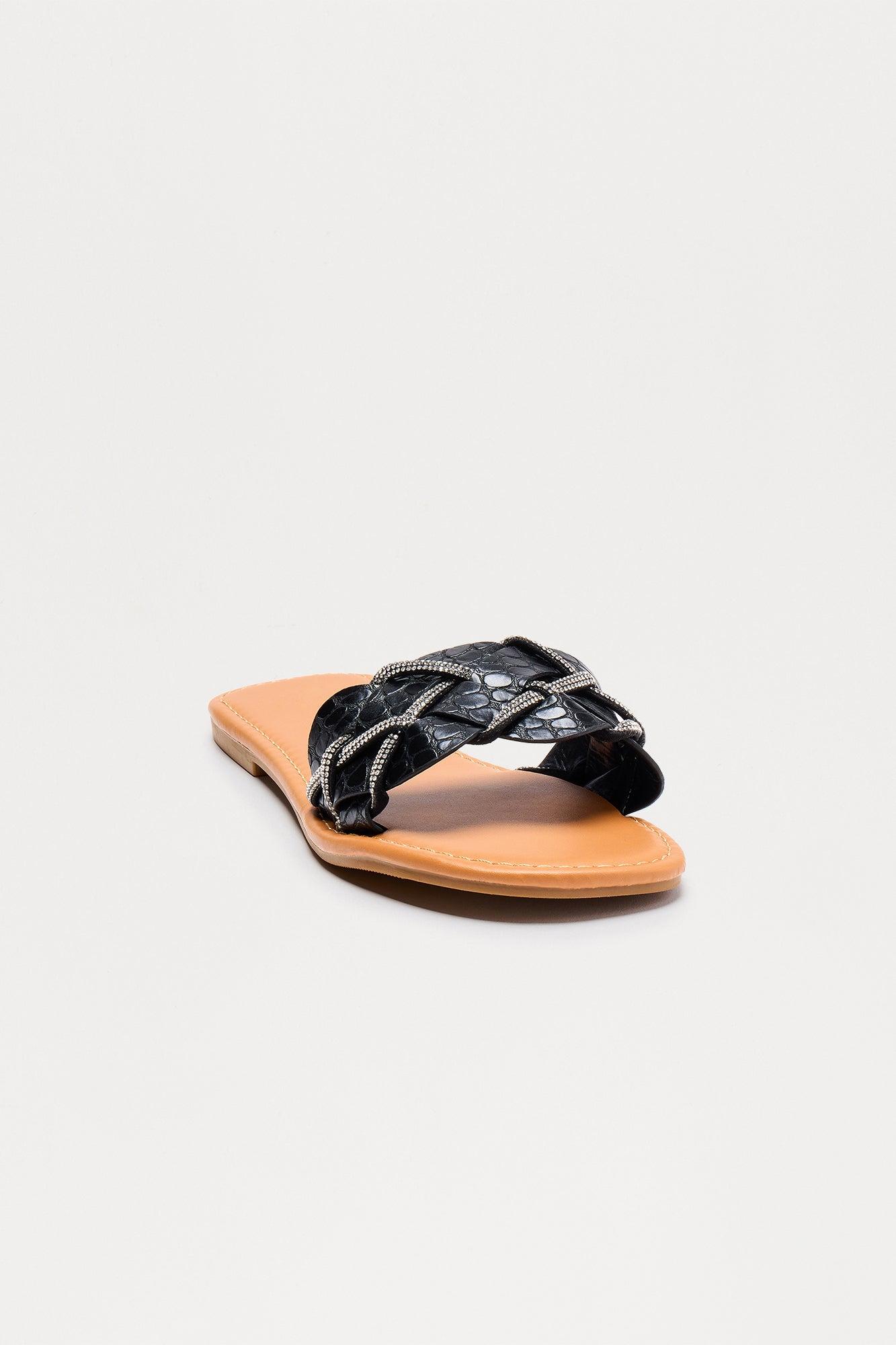 Charlette Braided Slip On Sandals - Black Product Image