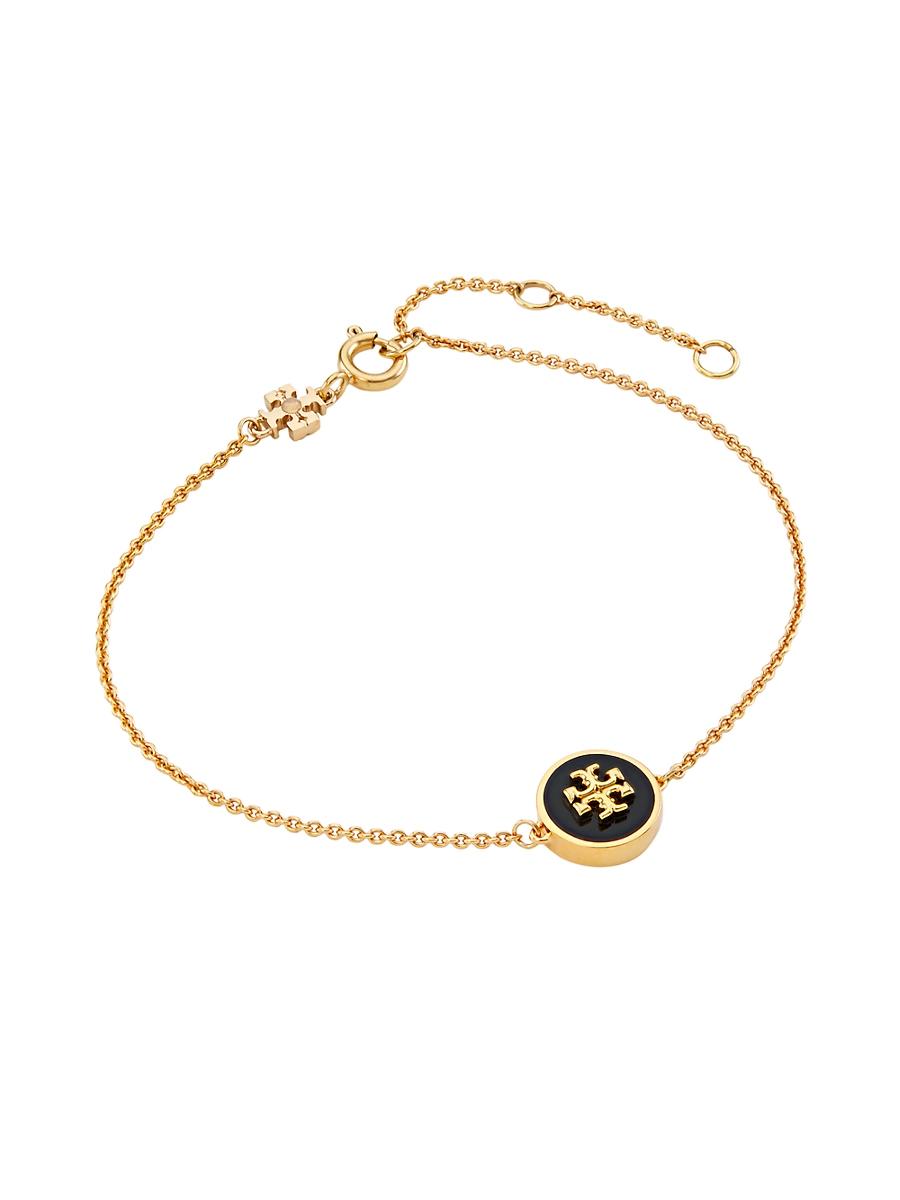 Womens Kira 18K-Gold-Plated & Enamel Logo Charm Bracelet Product Image