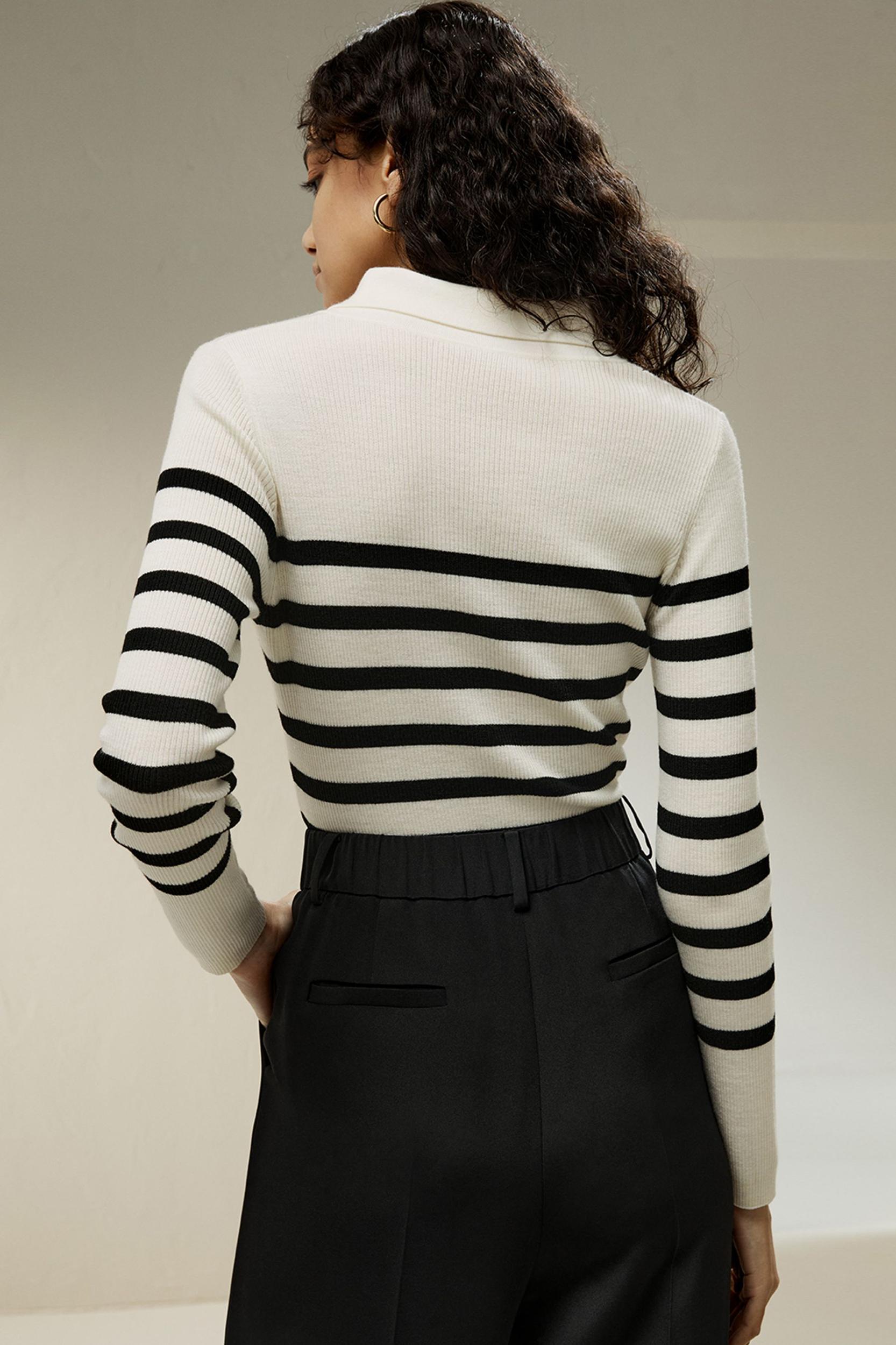 Striped Ultra-fine Merino Wool Sweater Product Image