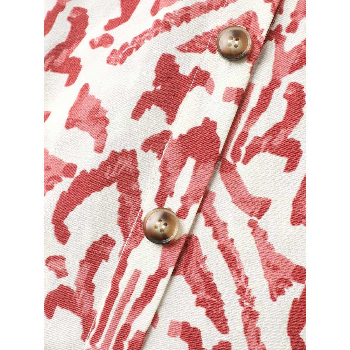 Plus Size Spring Abstract Print Shirt Collar Midi Dress Russet Women Shirt collar Sleeveless Curvy BloomChic 14-16/1X Product Image