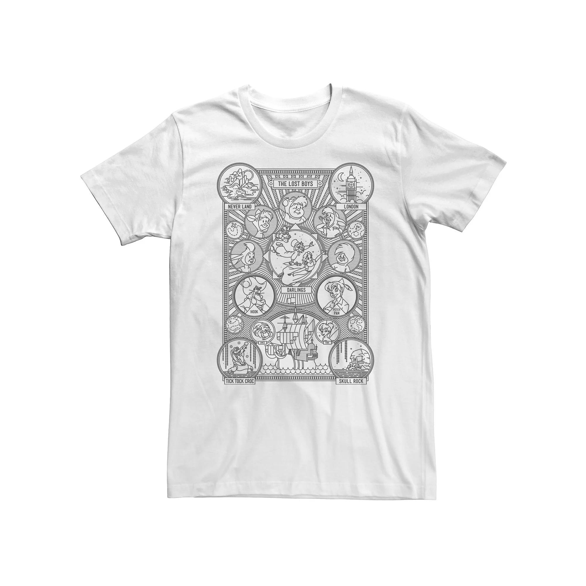 Big & Tall Disney Peter Pan Geometric Line Art Character Poster Tee, Men's,  Product Image