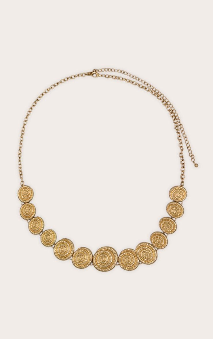 Gold Hammered Swirl Detail Chunky Chain Belt Product Image