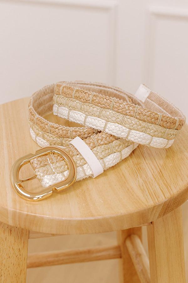Coastal Cutie Raffia Woven Belt in White Product Image