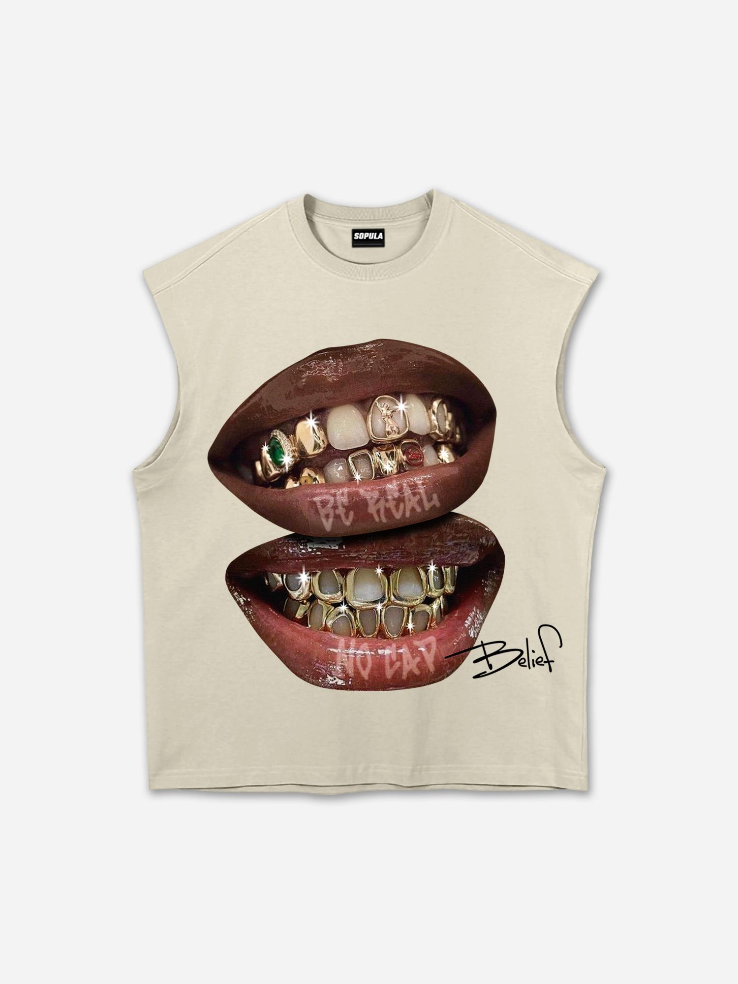 Sopula Men's Gemstone Lip Graphic Sleeveless Shirt Tank Tops Product Image