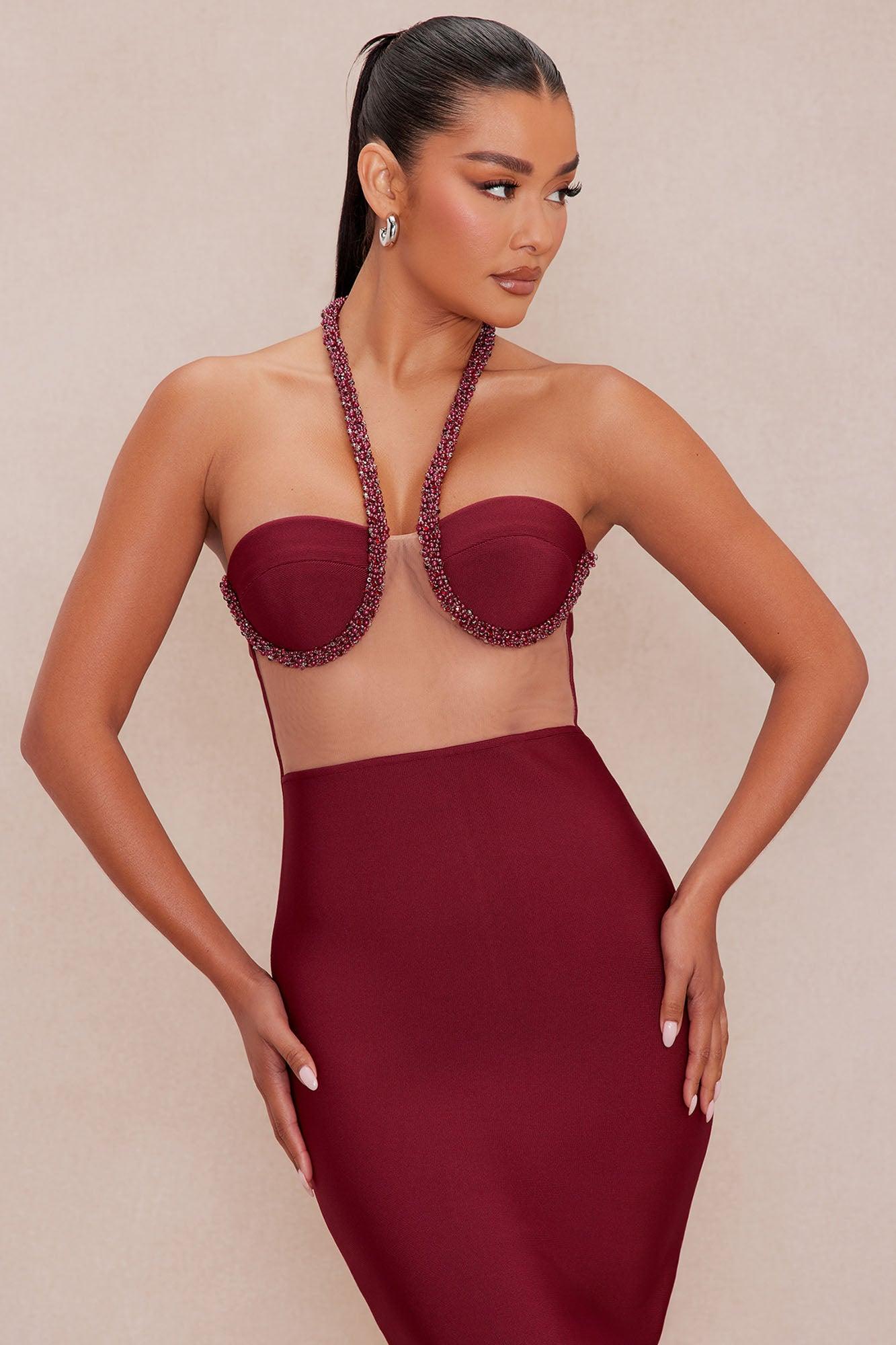 Katherine Bandage Maxi Dress - Wine Product Image