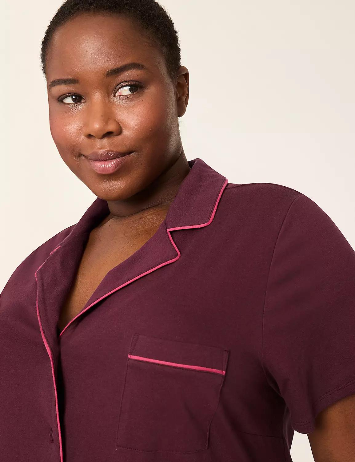 Comfy Cotton Notch-Neck Top & Short PJ Set Product Image