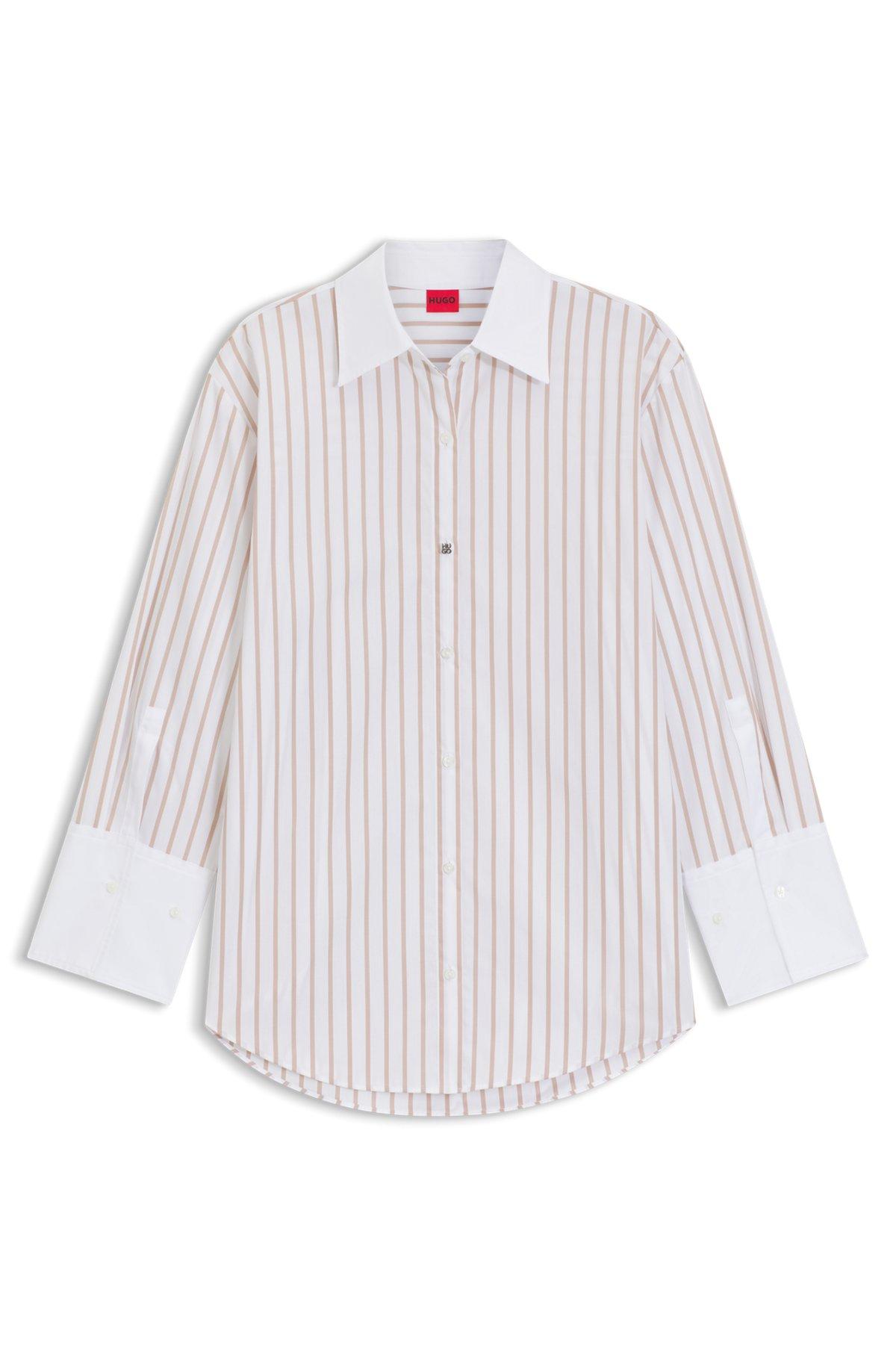 Striped blouse in cotton poplin with contrast trims Product Image