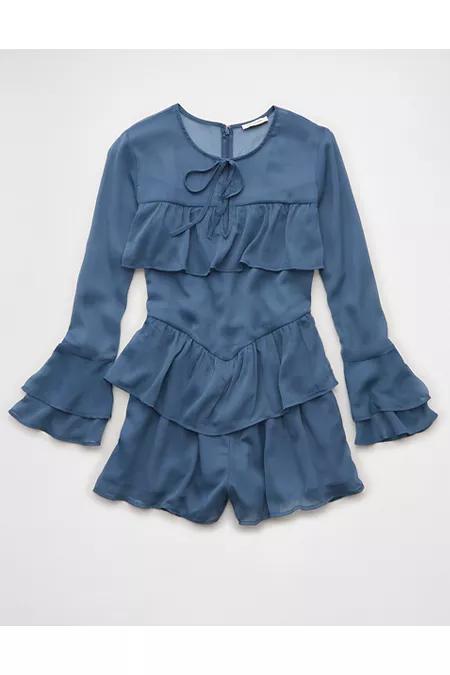 AE Long-Sleeve Ruffle Romper Women's Product Image