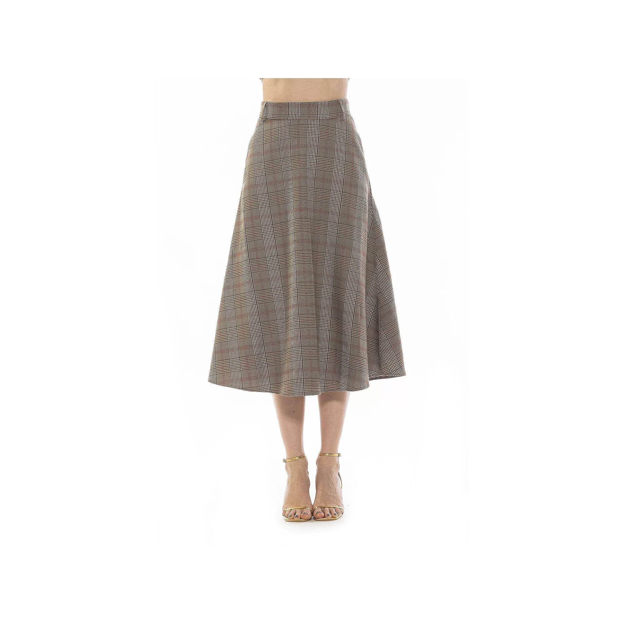 Women's ALEXIA ADMOR Leonie Tweed Full Maxi Skirt, Size: 12, Mensplaid Product Image