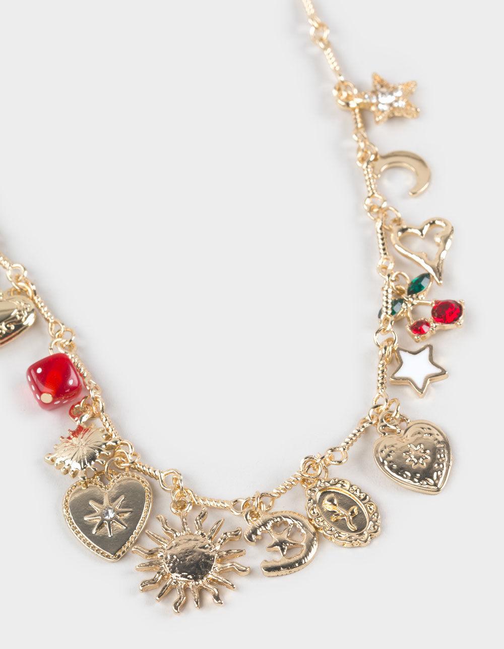 FULL TILT Star Western Heart Charm Necklace - GOLD Product Image