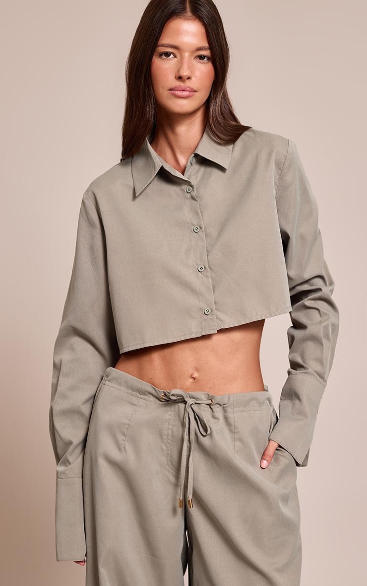 Dark Khaki Cropped Shirt Product Image