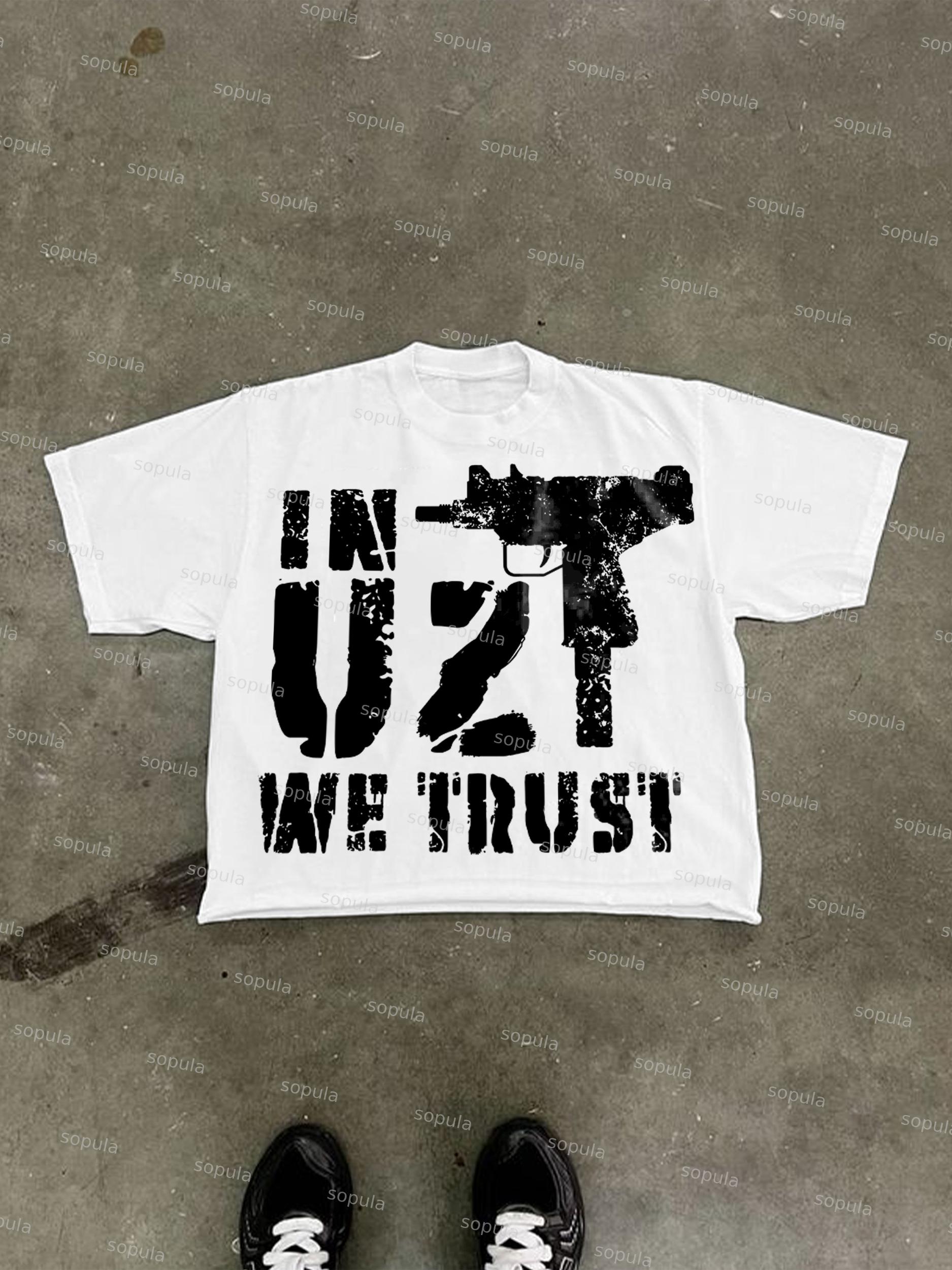 In Uzi We Trust Vintage Graphic Cropped T-shirt Product Image