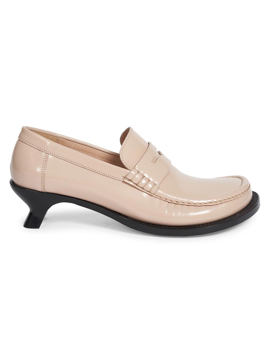 Womens Loewe Tierra 40MM Leather Kitten-Heel Loafer Pumps Product Image