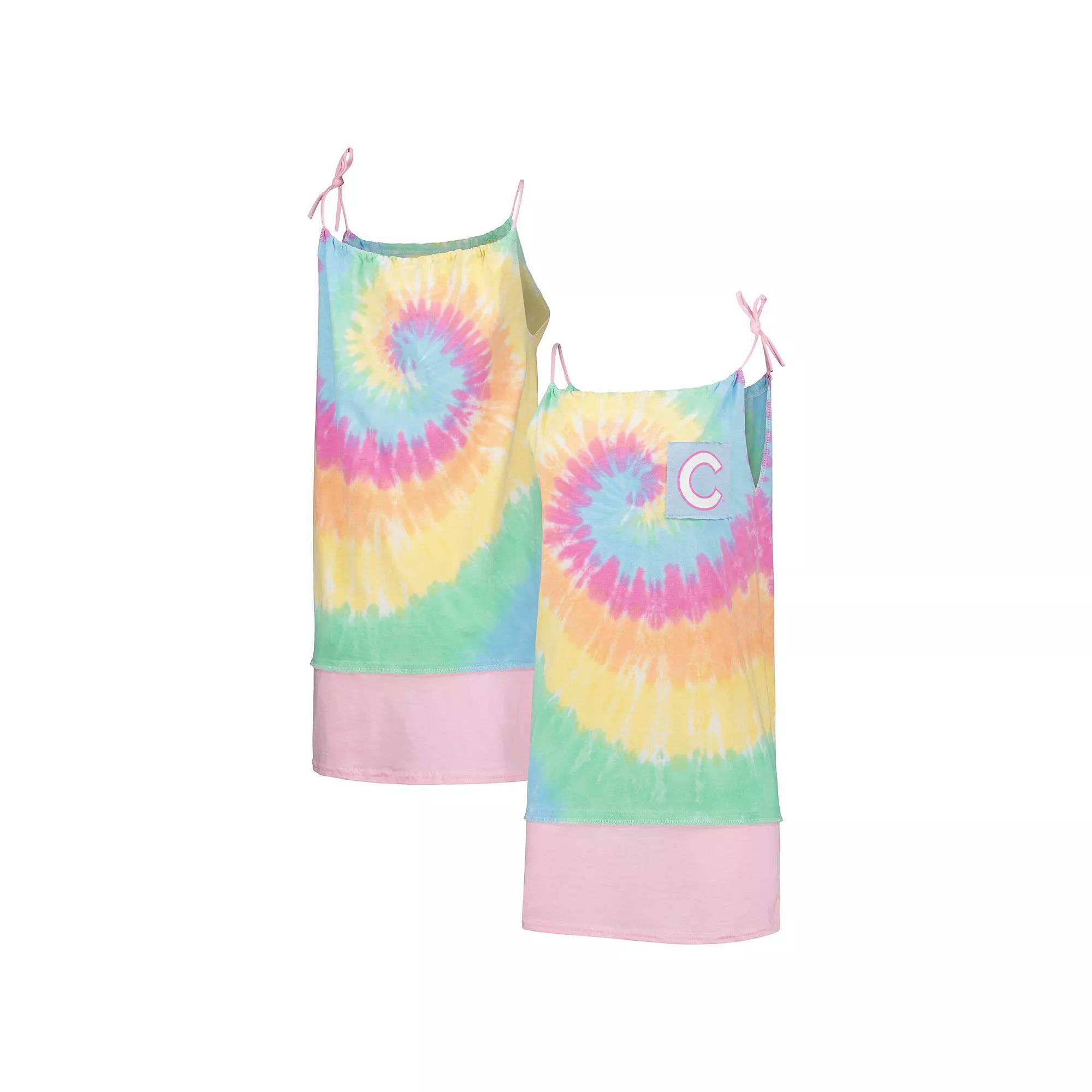 Women's Refried Apparel White Chicago Cubs Tie-Dye Tank Top Dress, Size: XL Product Image