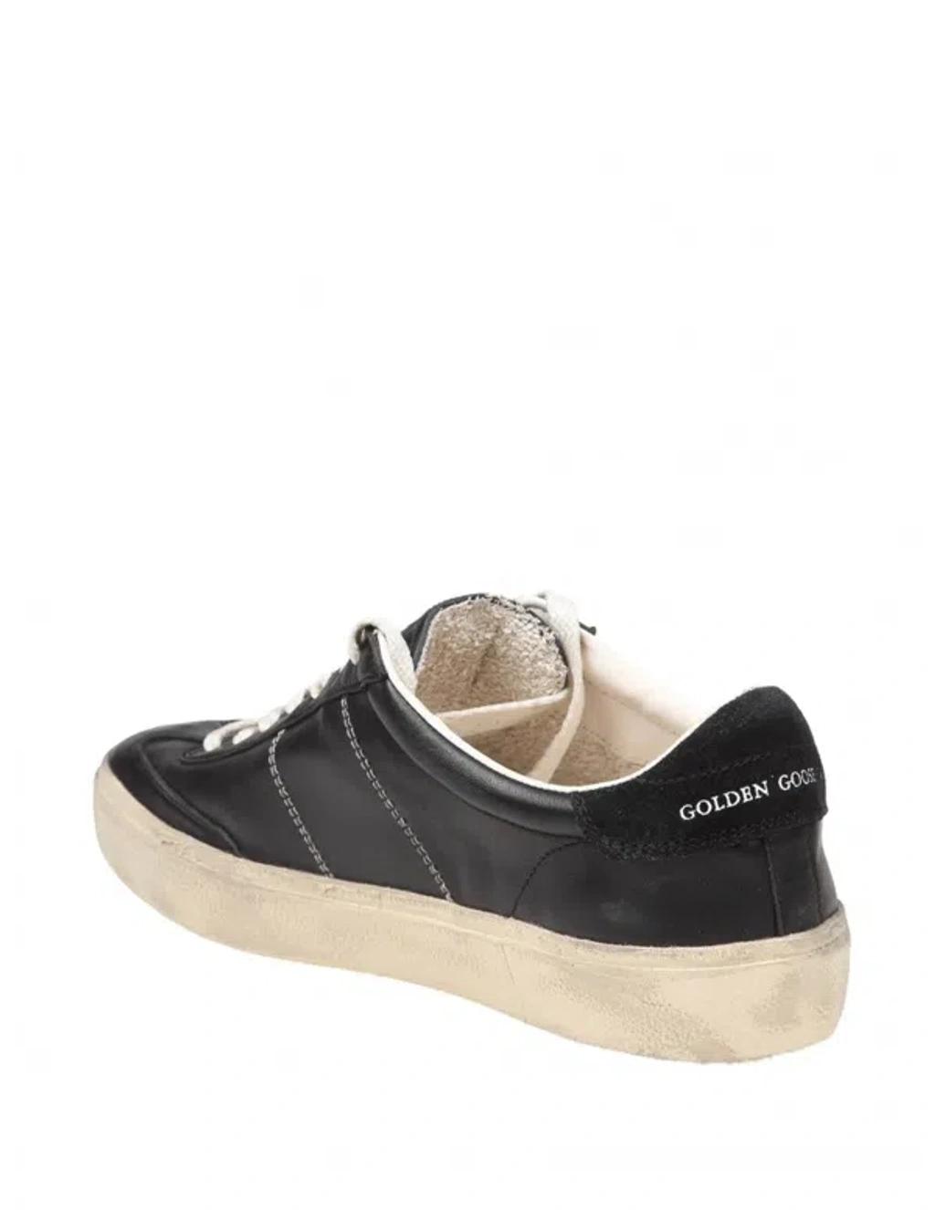 GOLDEN GOOSE Deluxe Brand Vintage-inspired Black Leather Sneakers With Contrasting White Laces Product Image