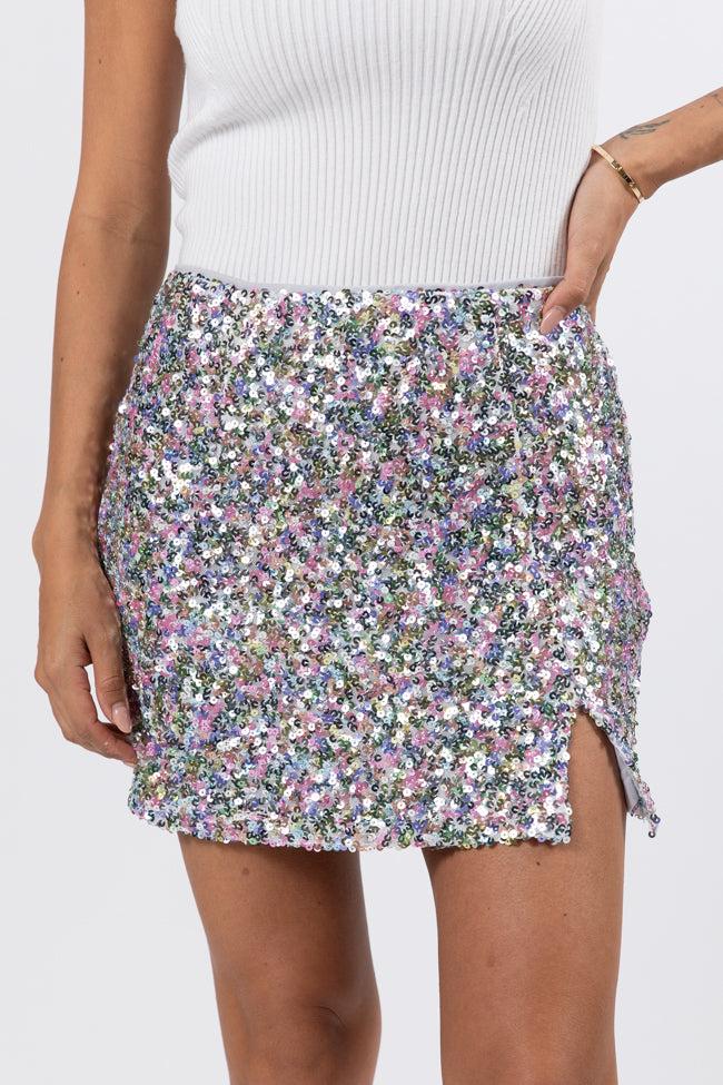 Fairy Lights Silver Multi Sequin Mini Skirt FINAL SALE Product Image