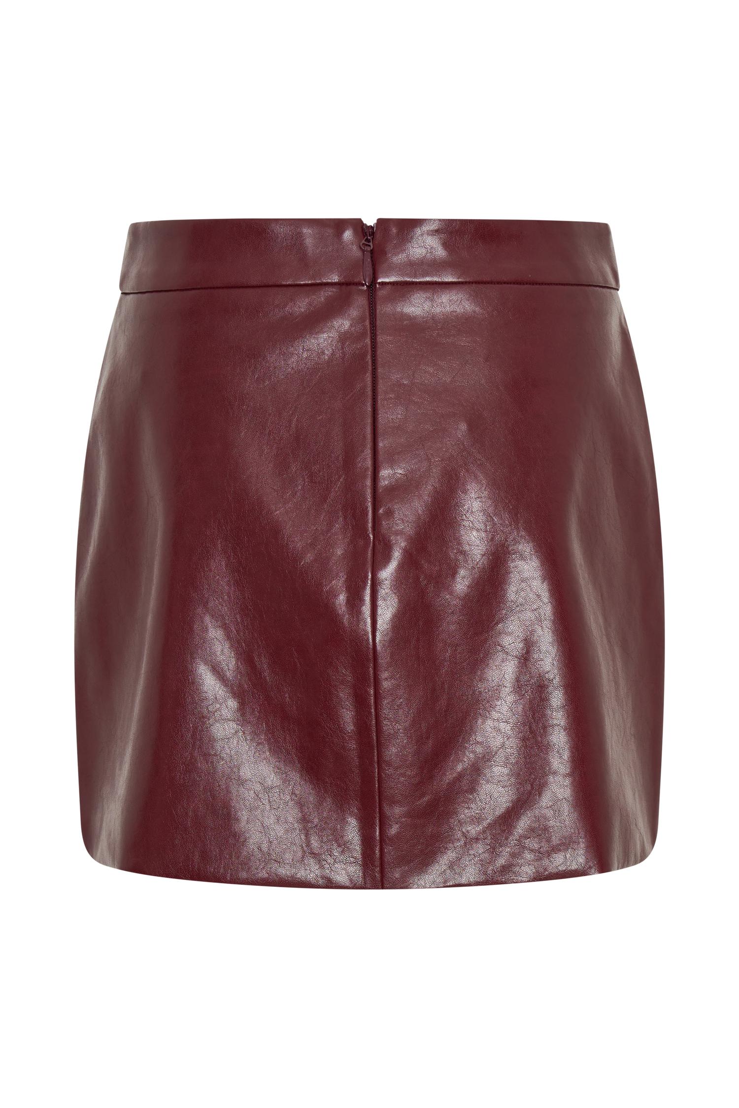 Coralia Faux Leather Bubble Mini Skirt - Cherry Red Product Image