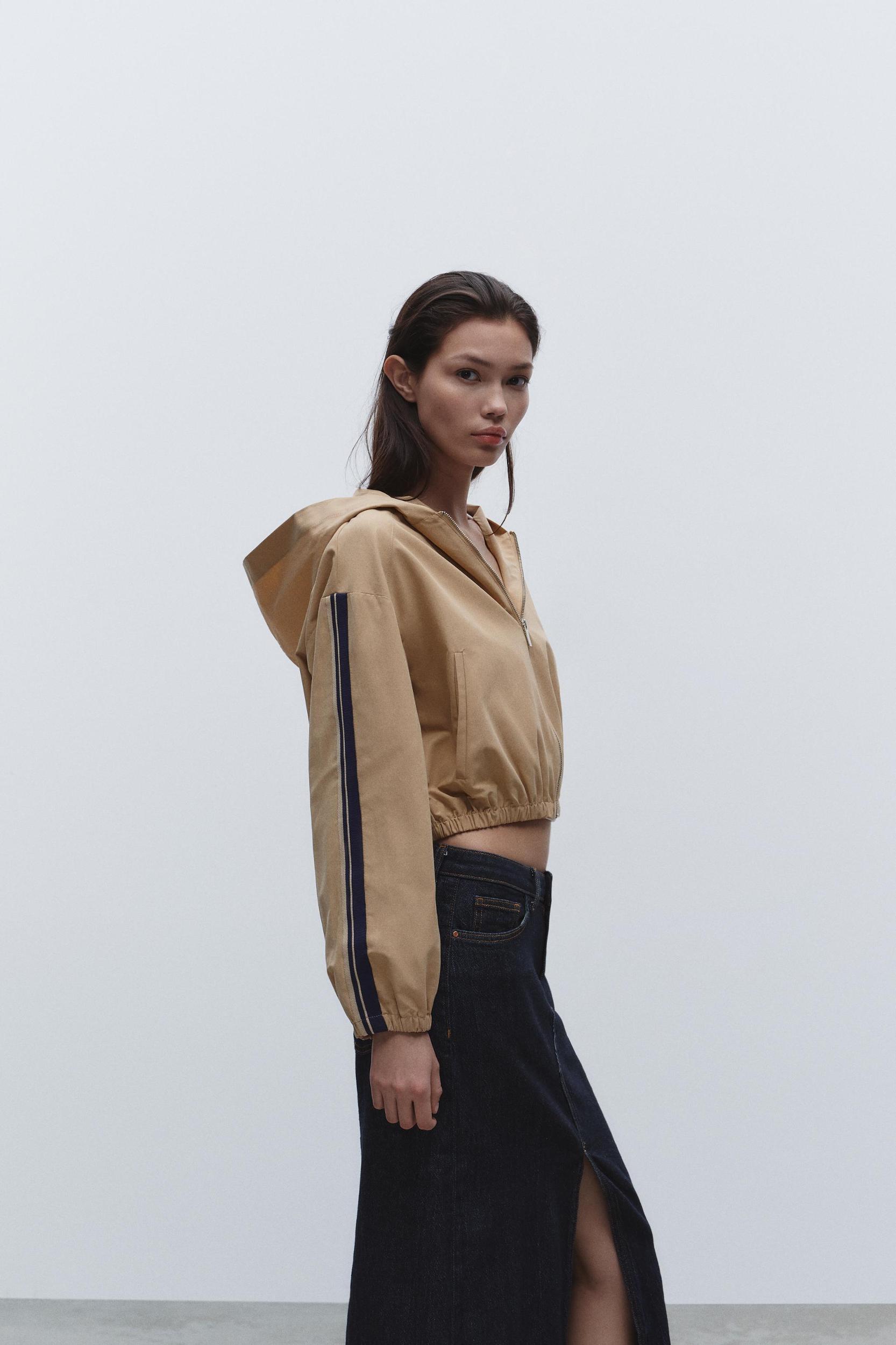 HOODED JACKET WITH SIDE STRIPES Product Image