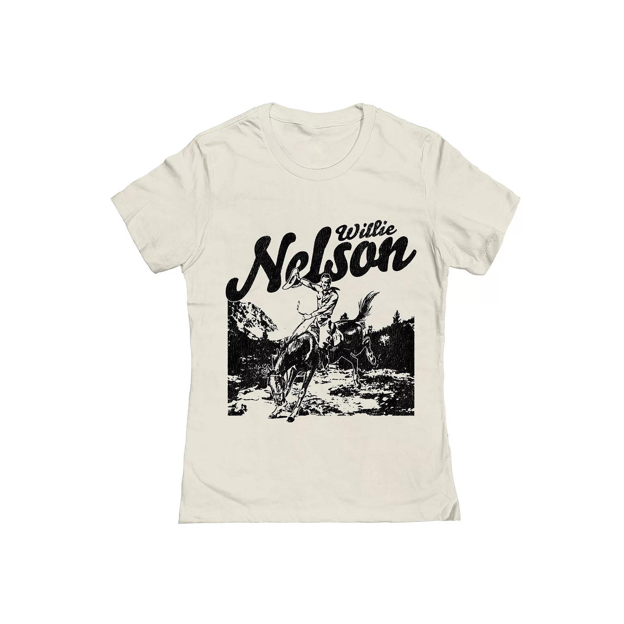 Junior's Willie Nelson Cowboy Stencil Graphic Tee, Women's,  Product Image