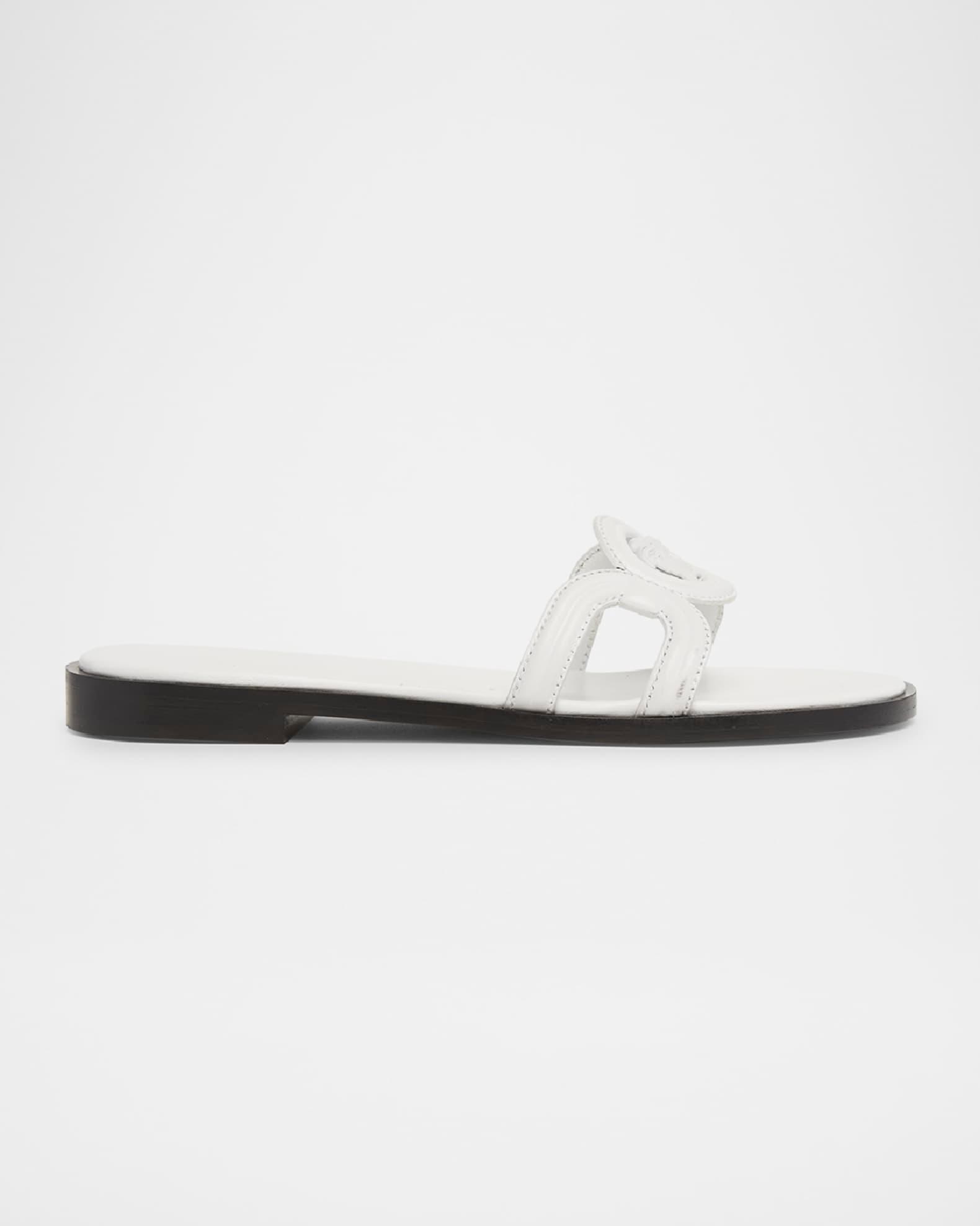 Medusa Leather Flat Slide Sandals Product Image