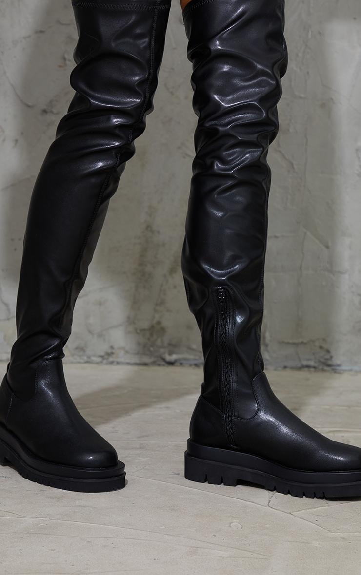 Black Double Sole Over The Knee Boots Product Image