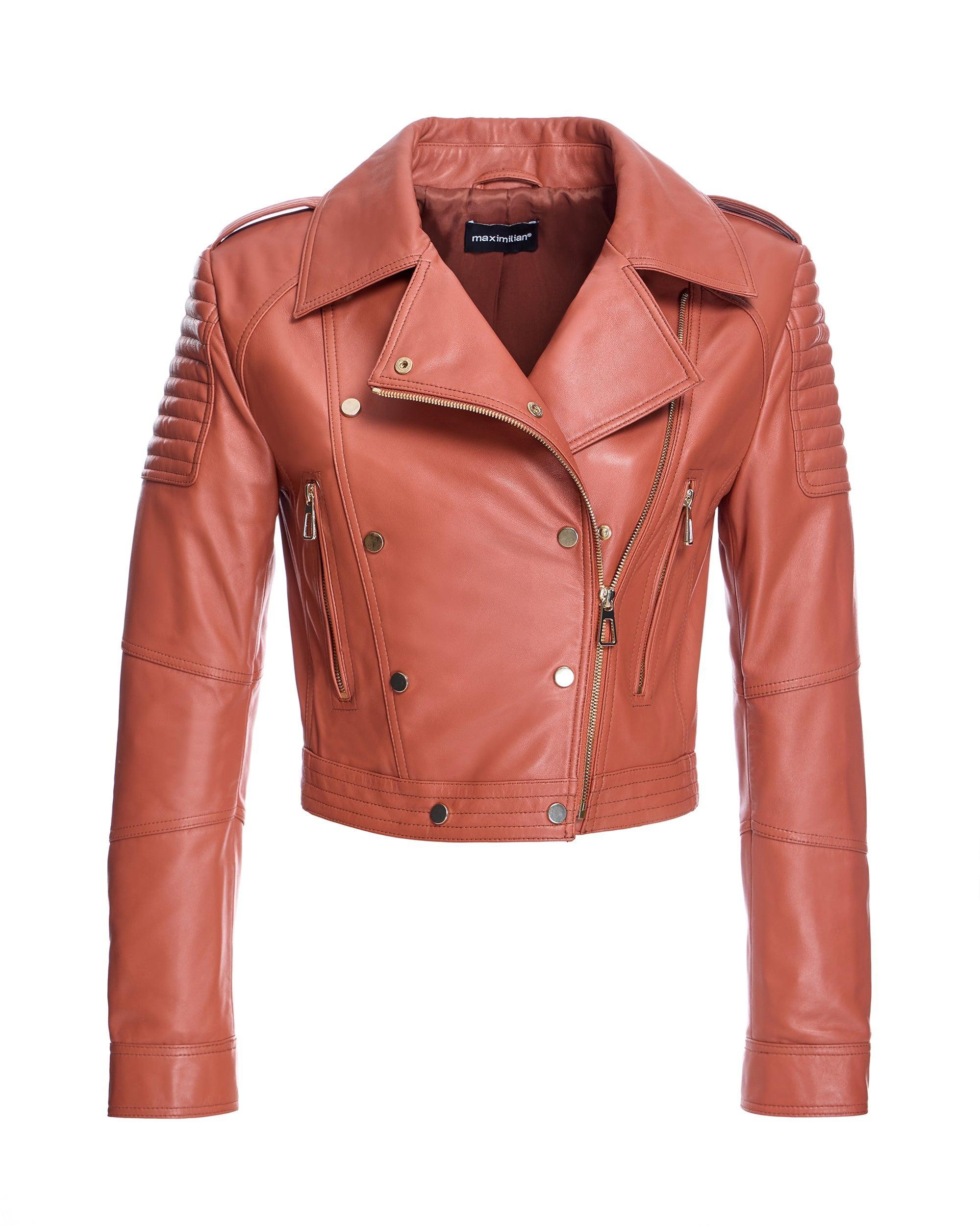 Cropped Leather Biker Jacket Product Image