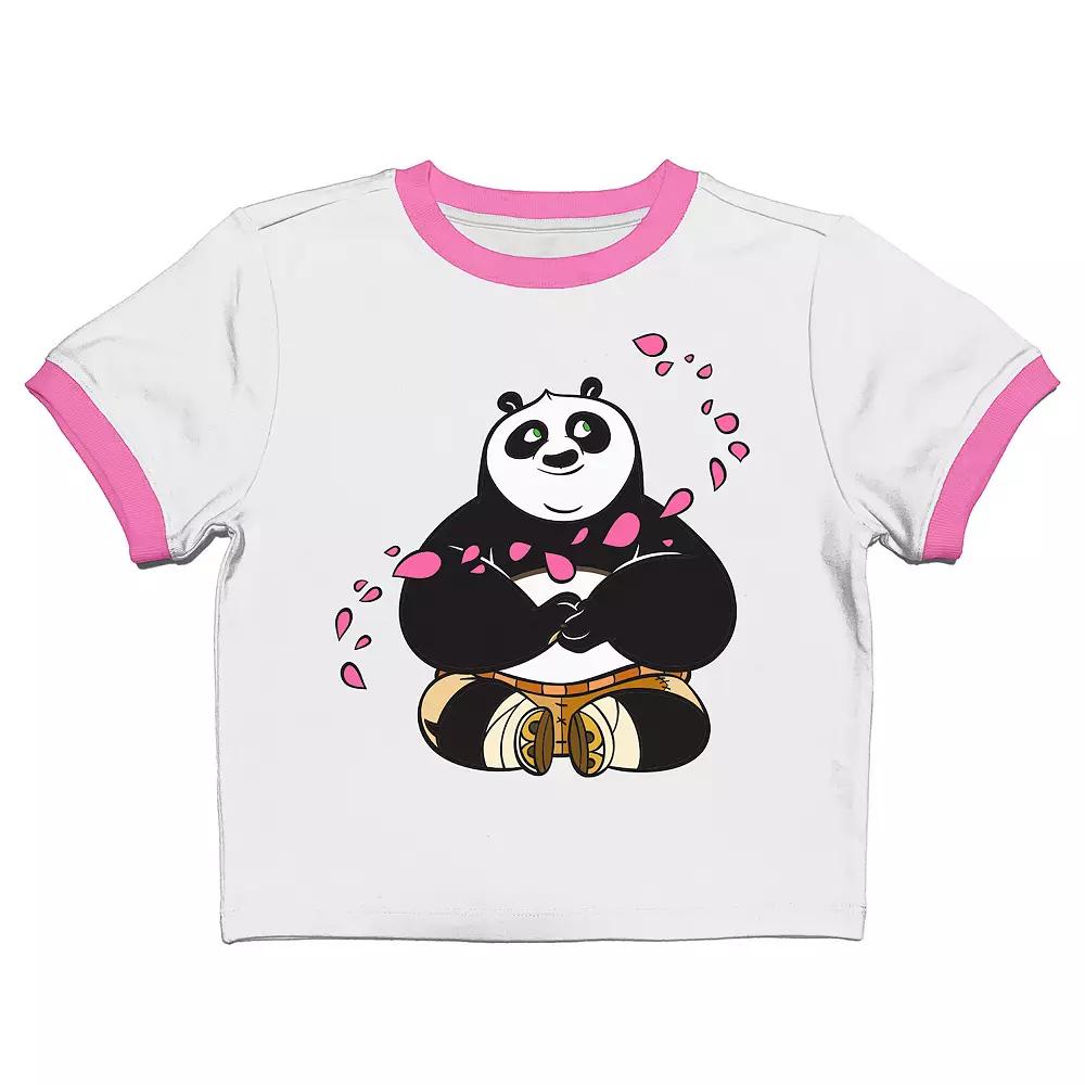Juniors' King Fu Panda Po Flower Petals Baby Graphic Tee, Women's, Size: XL, White Product Image