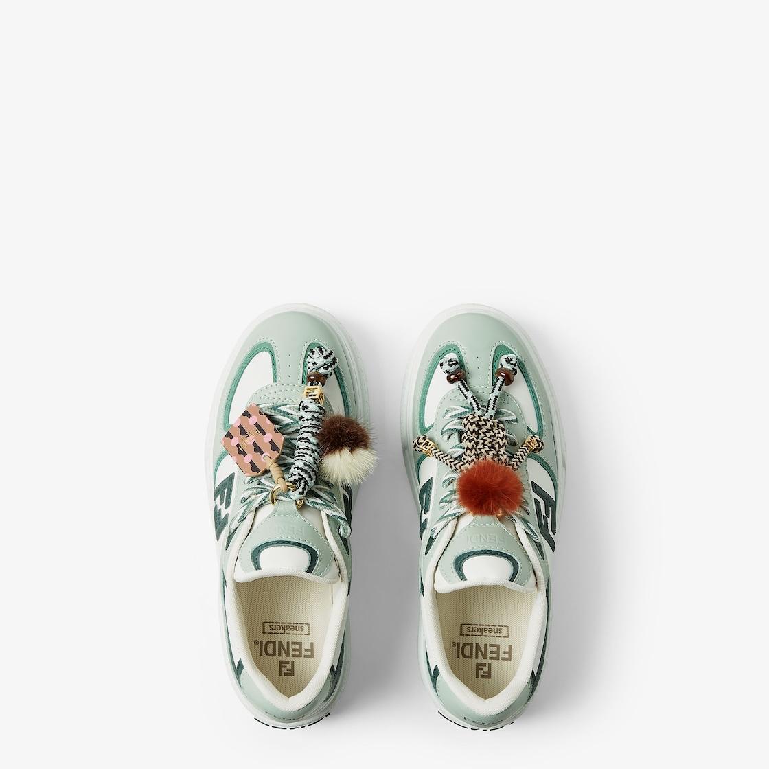 Fendi Match Low top platform shoes in green leather with charm Product Image
