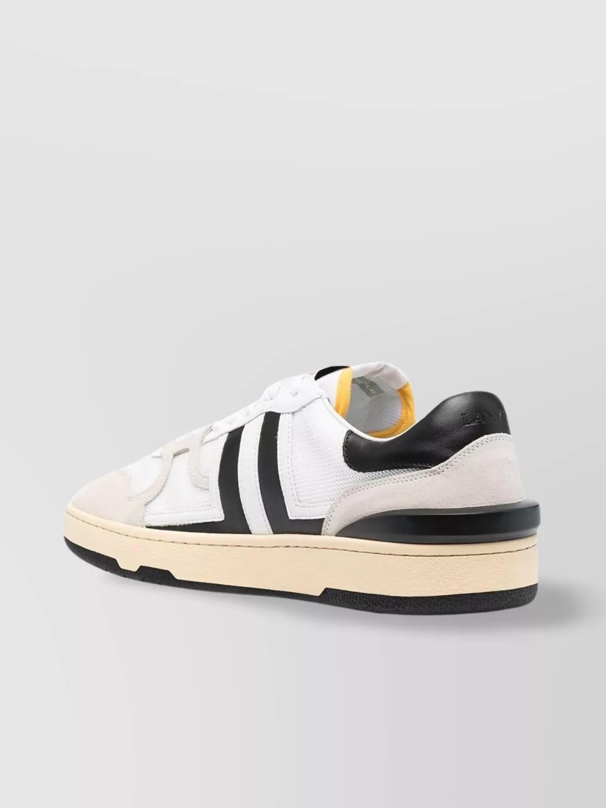 LANVIN Black And White Leather Clay Low Mesh Sneakers Product Image