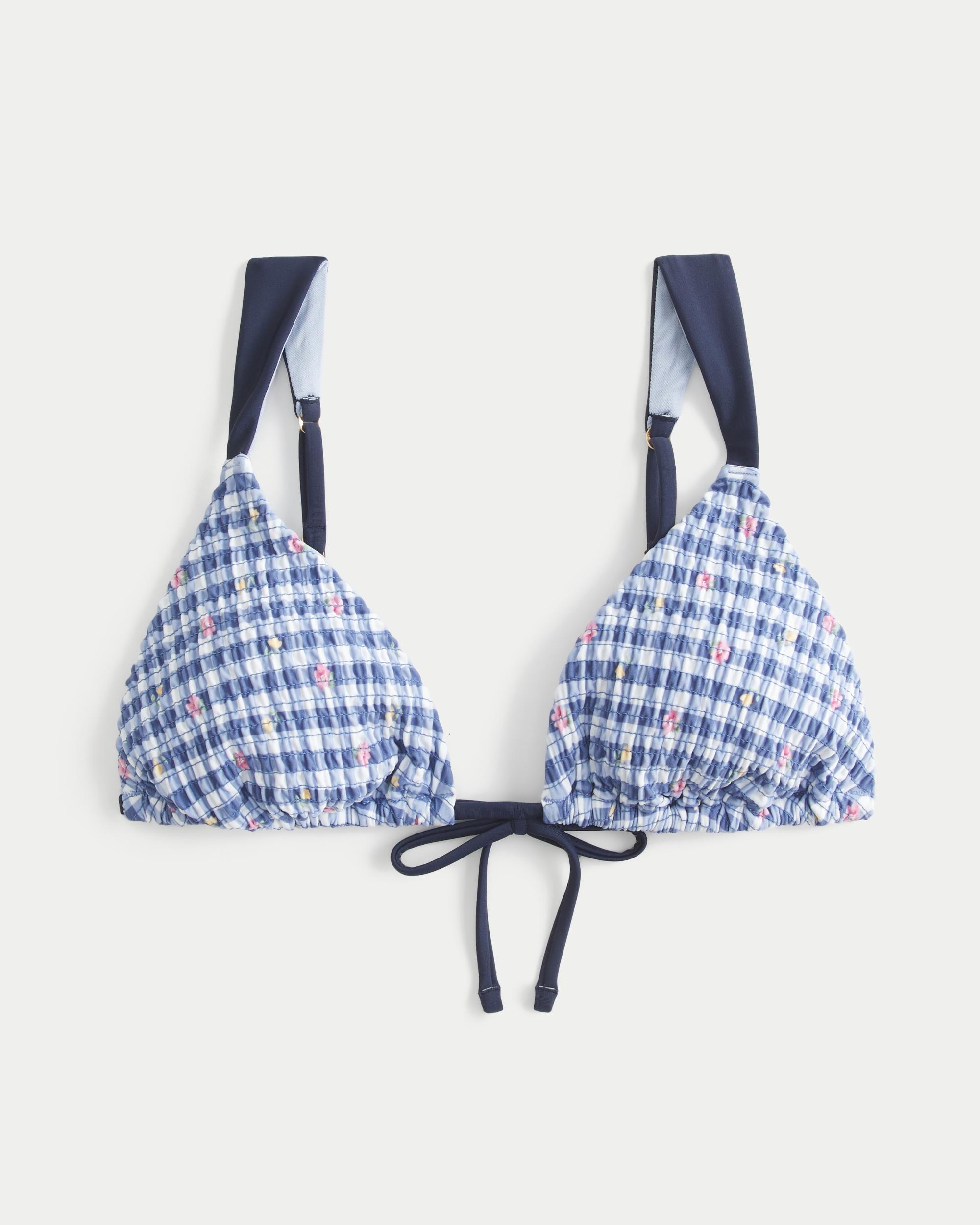 Smocked Over-the-Shoulder Triangle Bikini Top Product Image