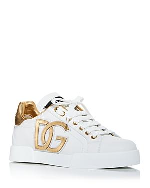 Womens Portofino Logo Metallic Leather Low-Top Sneakers Product Image
