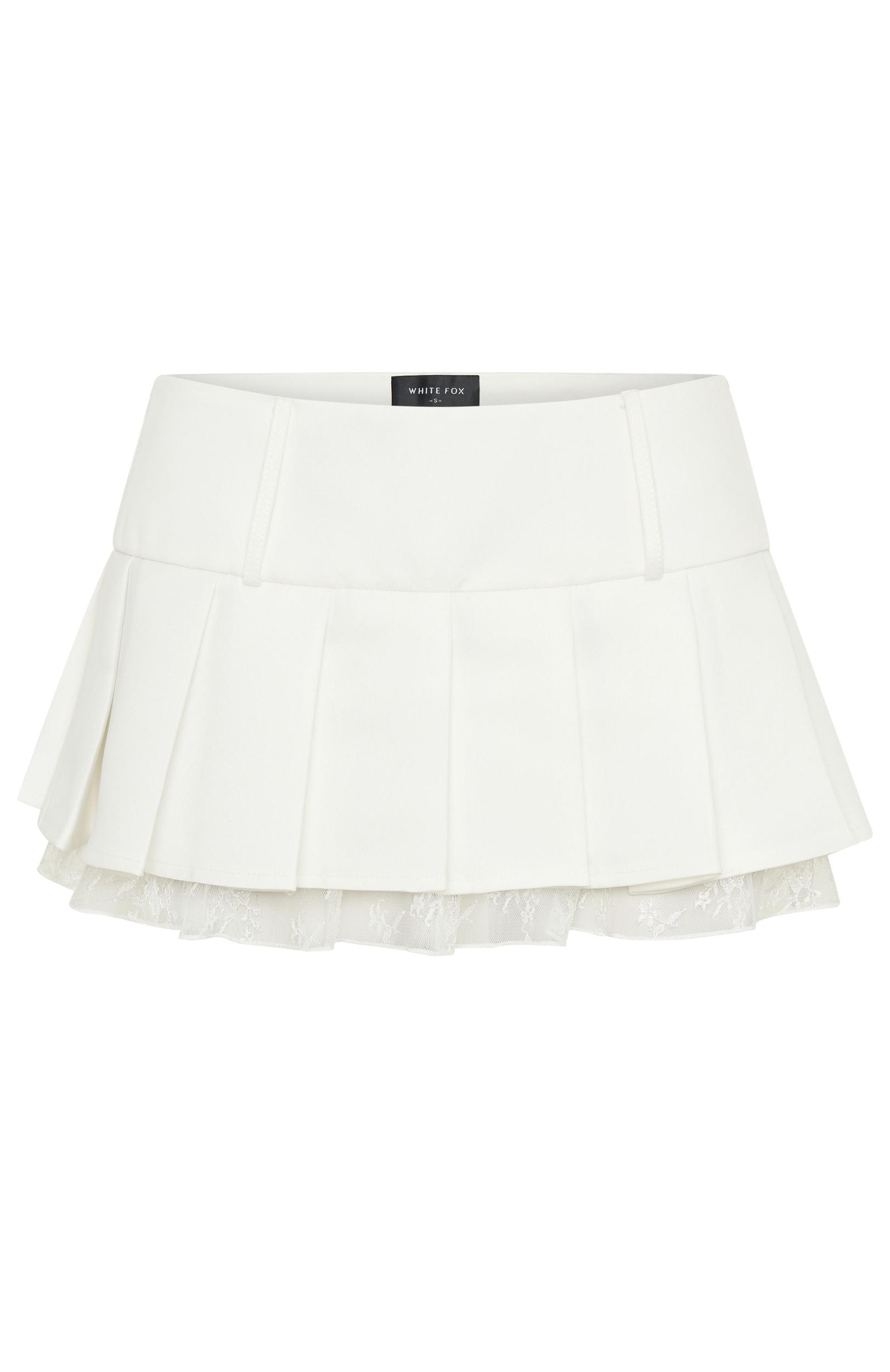 The Old Days Pleated Mini Skirt White Product Image