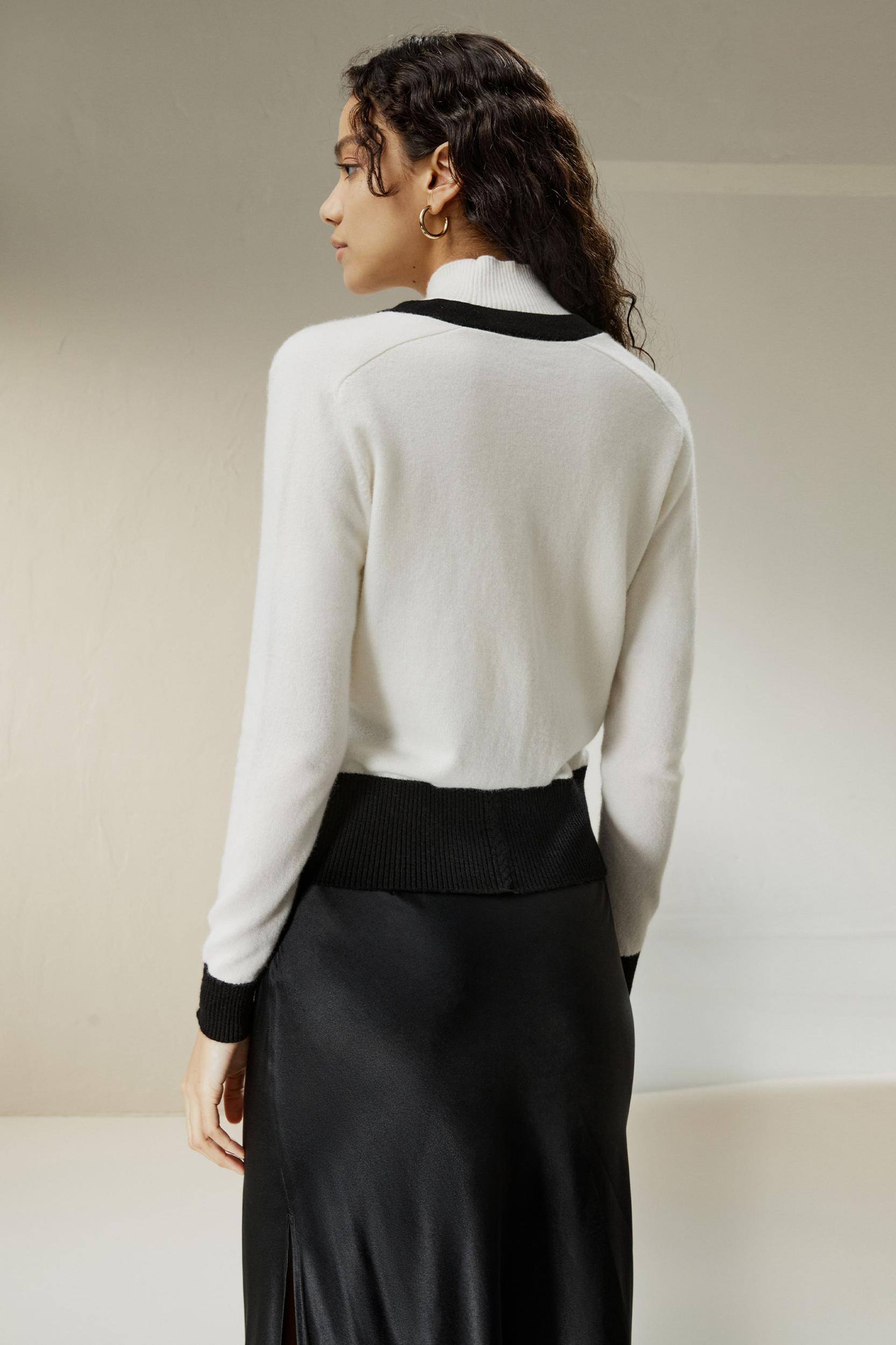 Gemini Cashmere Cardigan with Contrasting Hem Product Image