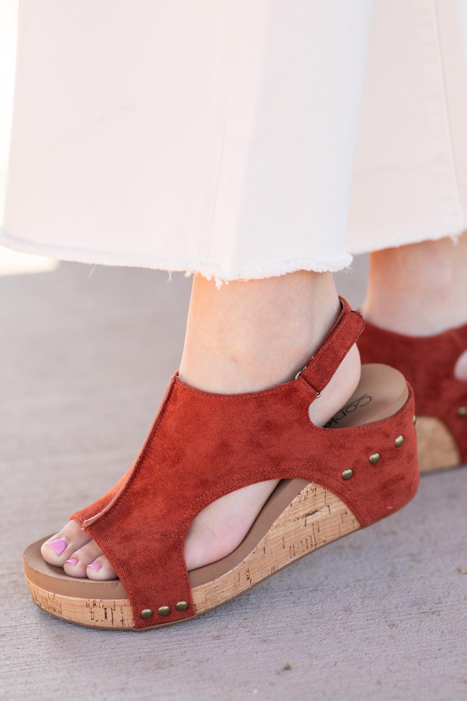 Corkys Carley Suede Wedge Sandals Product Image