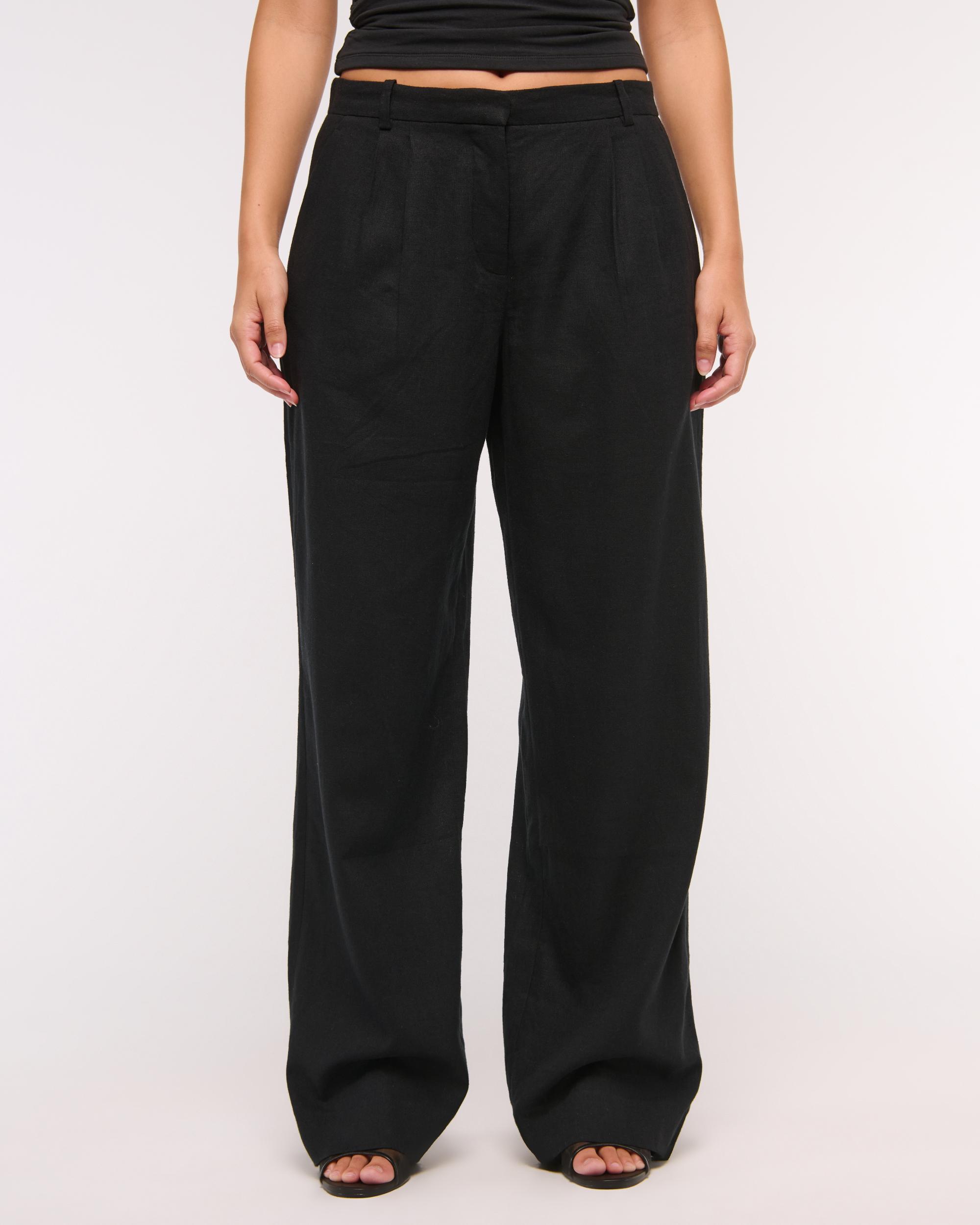 Curve Love A&F Sloane Low Rise Tailored Linen-Blend Pant Product Image