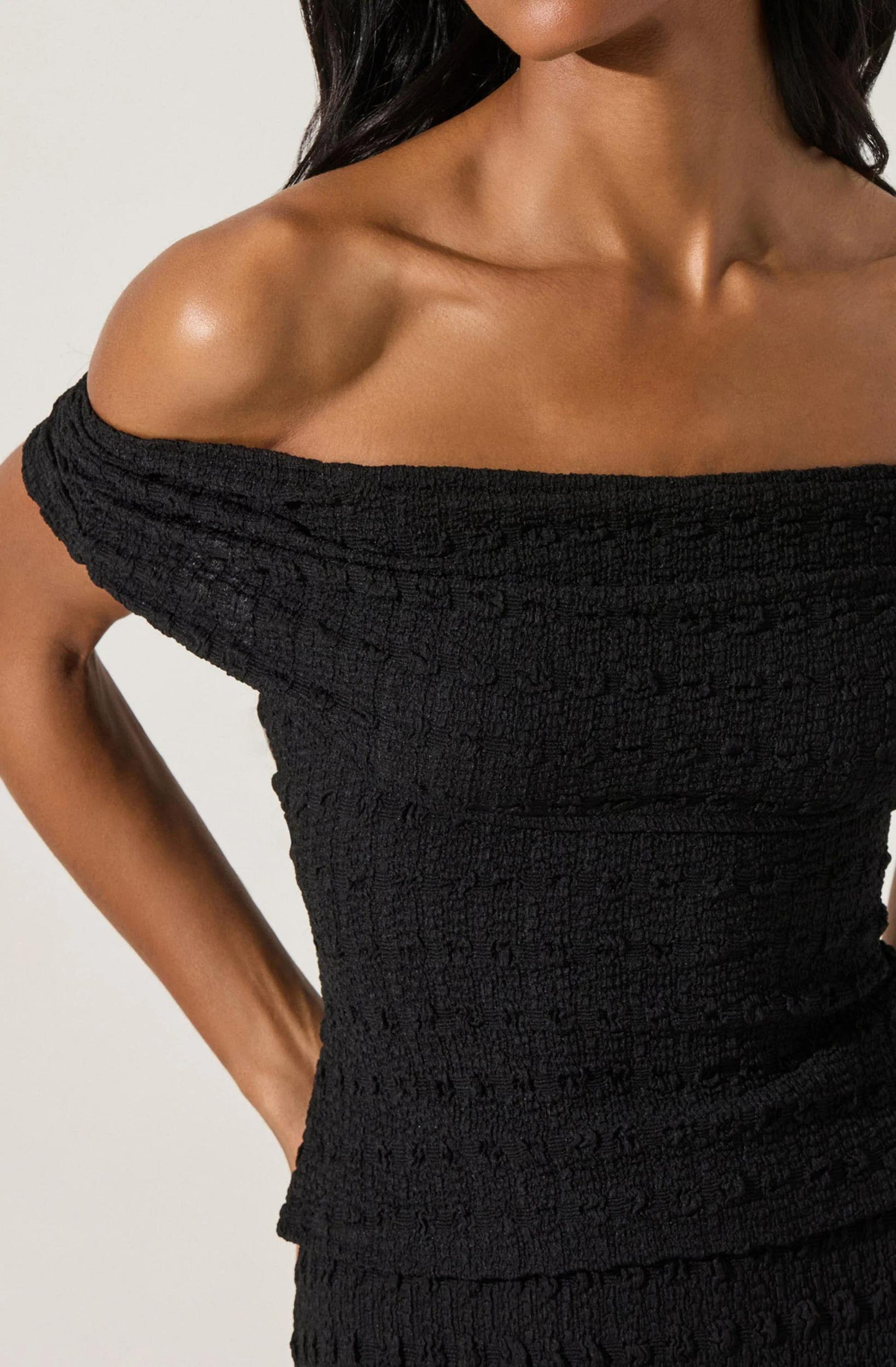 Off Shoulder Textured Knit Top Product Image