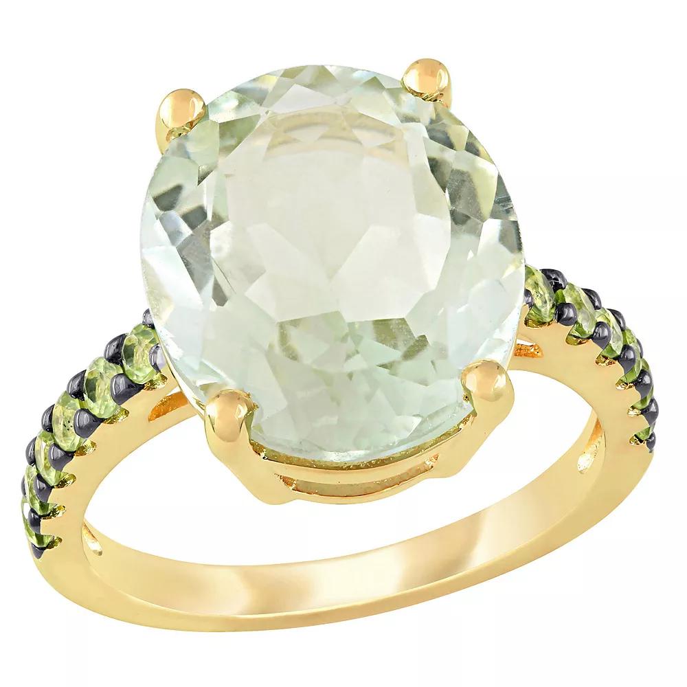 Stella Grace 18K Gold Over Silver Green Quartz & Peridot Cocktail Ring, Women's, Gold Tone Product Image
