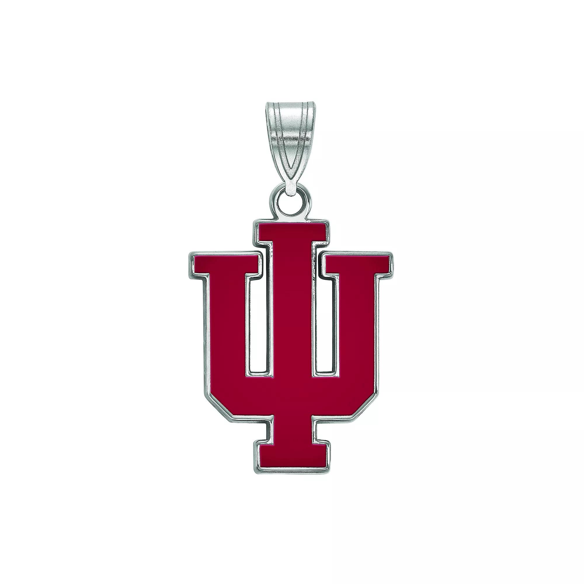 LogoArt Indiana Hoosiers Sterling Silver Rhodium Plated Large Enamel Pendant, Women's, Size: 27 mm, Sterling Plated Product Image