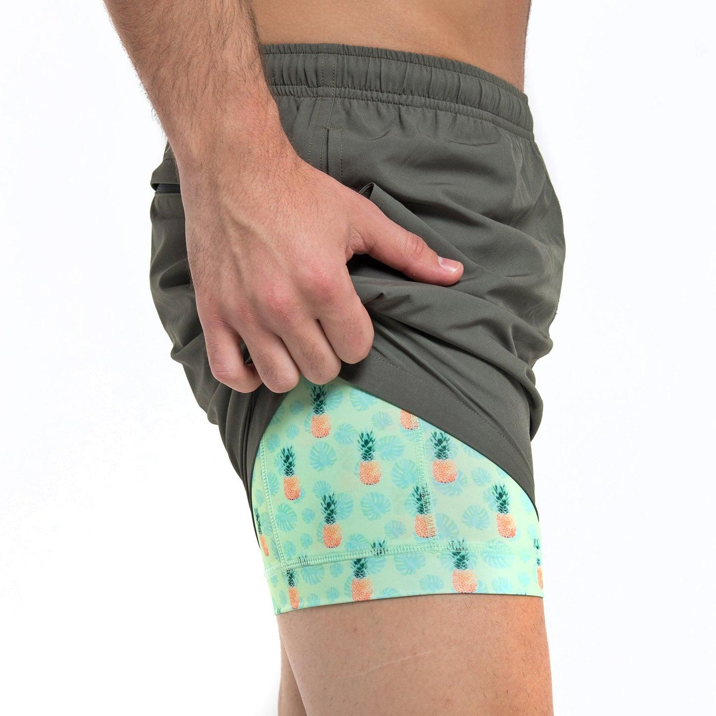 Bermies Green Pineapples Swim Trunks Male Product Image