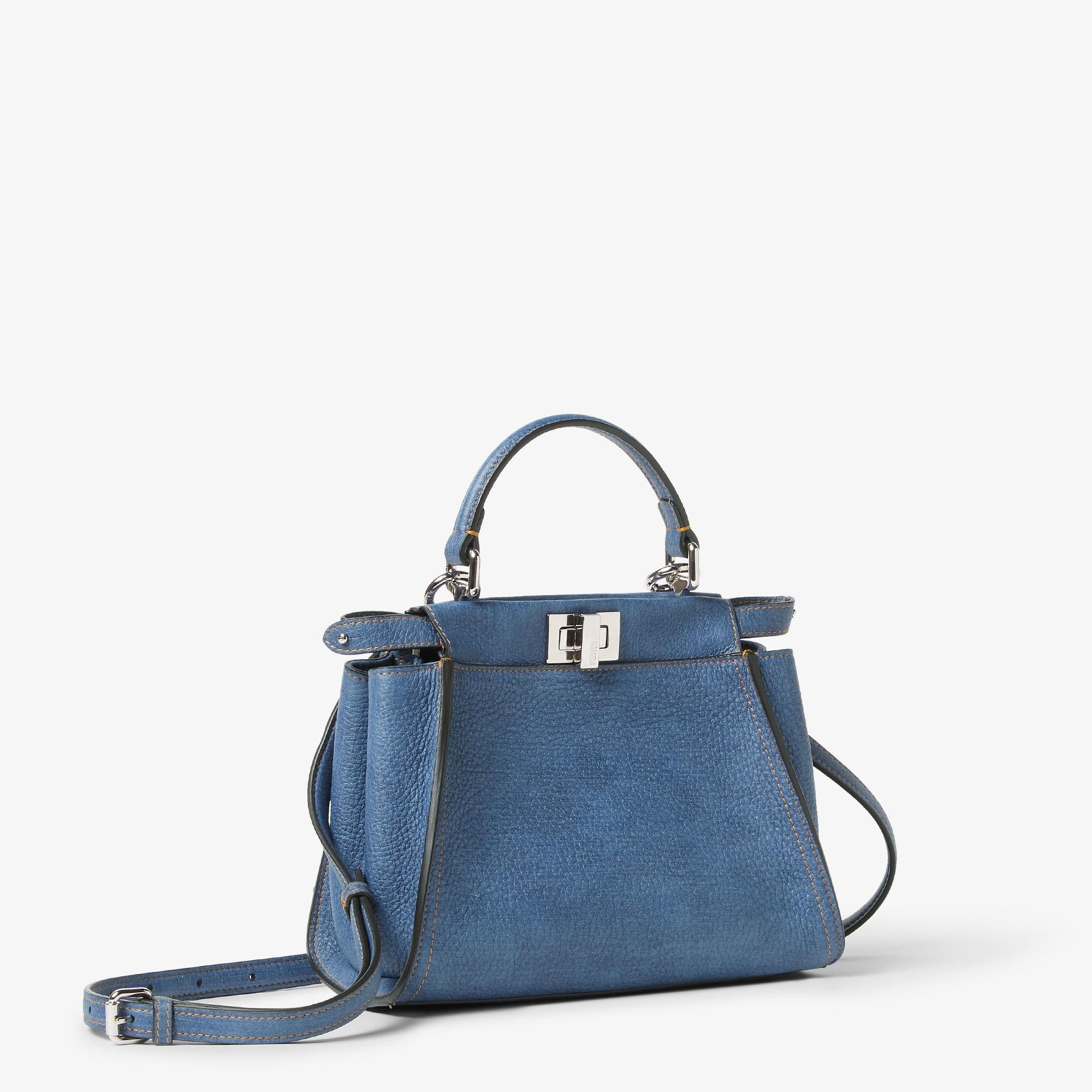 Peekaboo MiniDenim-effect blue leather bag Product Image
