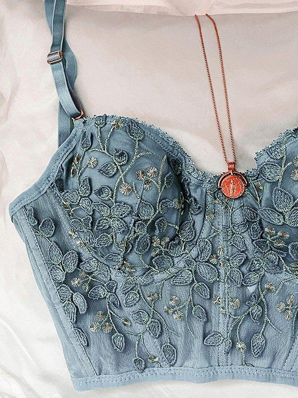 Vintage Lace Embroidery Bustier Product Image