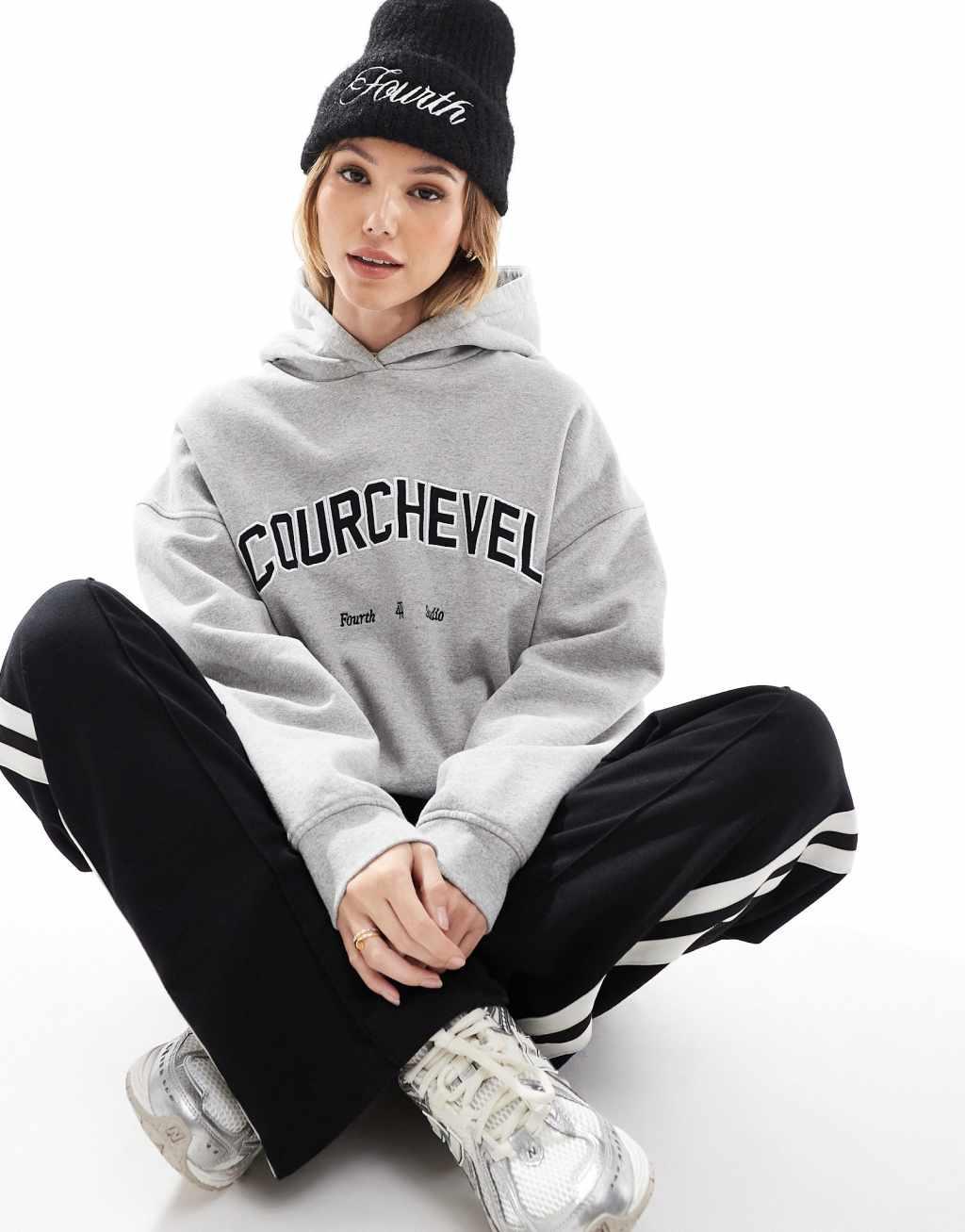 4th & Reckless x Felicia Wedin Apres Ski Courchevel logo hoodie in gray Product Image