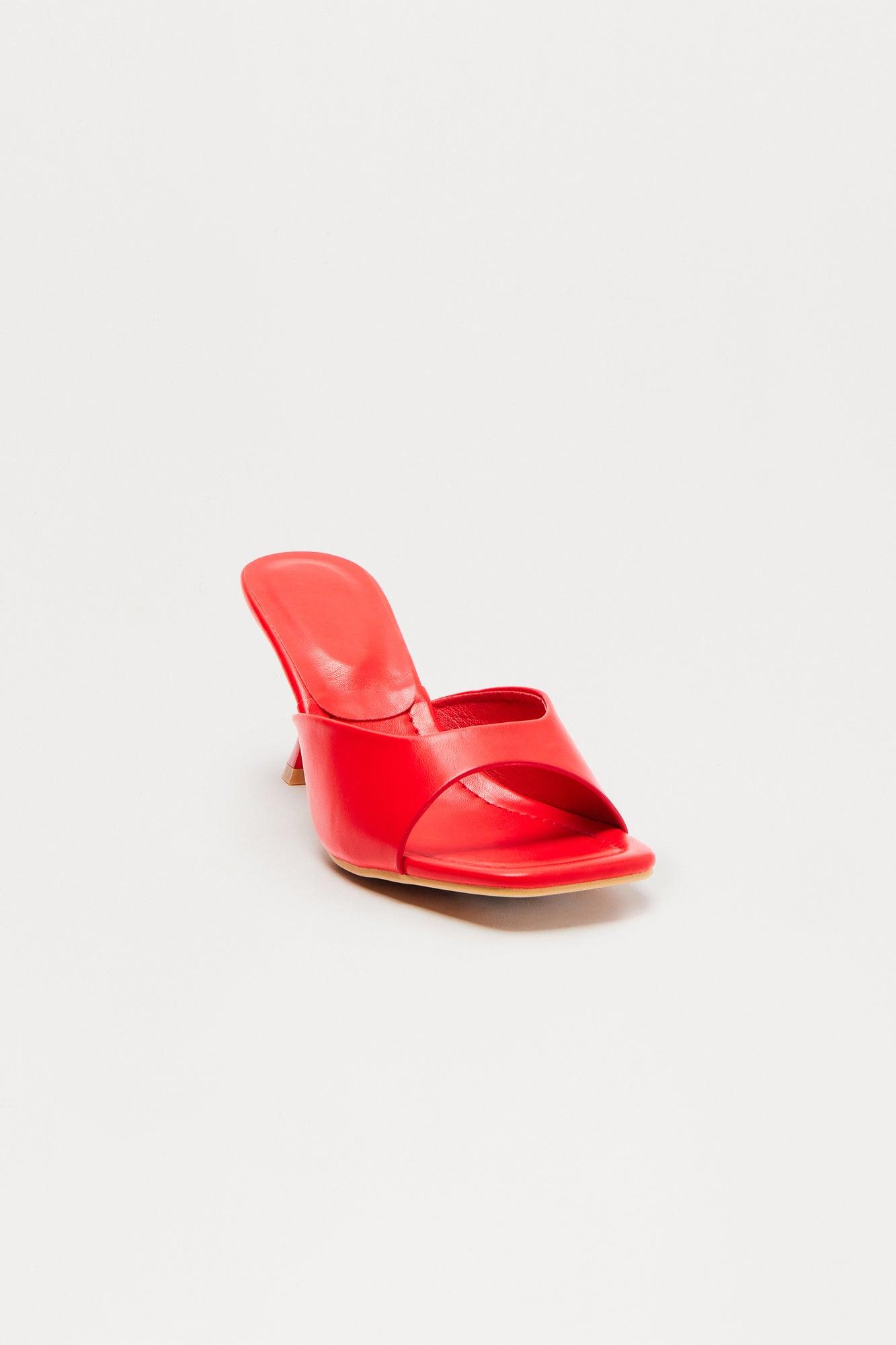 Kaden Faux Leather Mules - Red Product Image