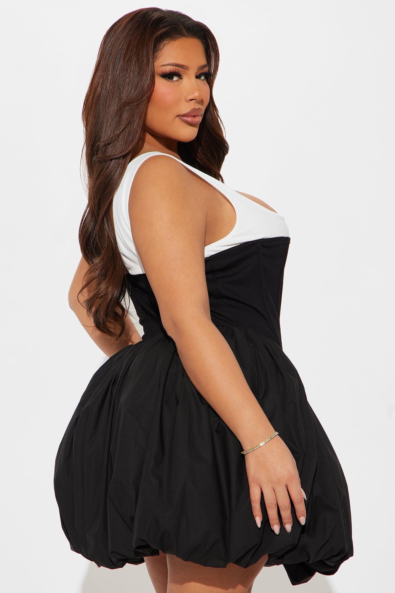 Matilda Bubble Micro Mini Dress - Black Product Image